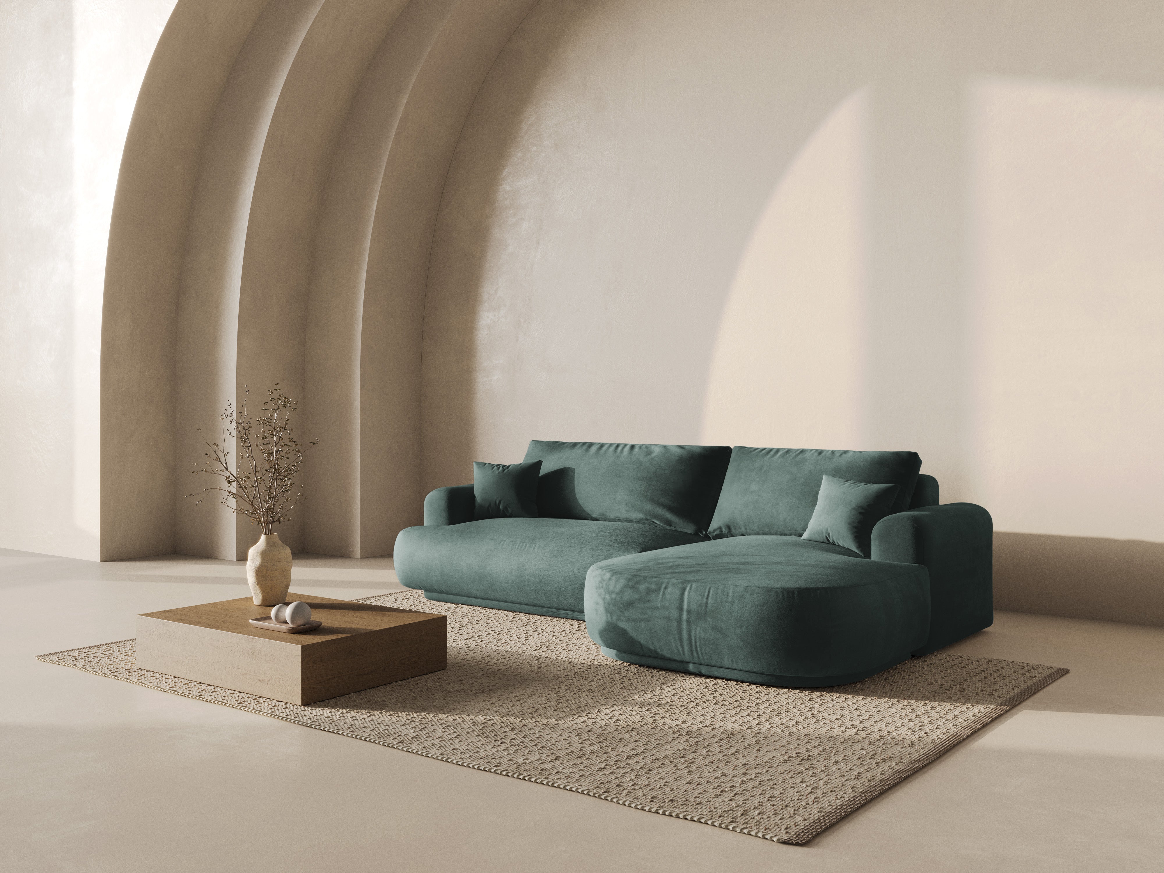 Kotna sedežna garnitura Ella 271x174cm, Material: Žamet