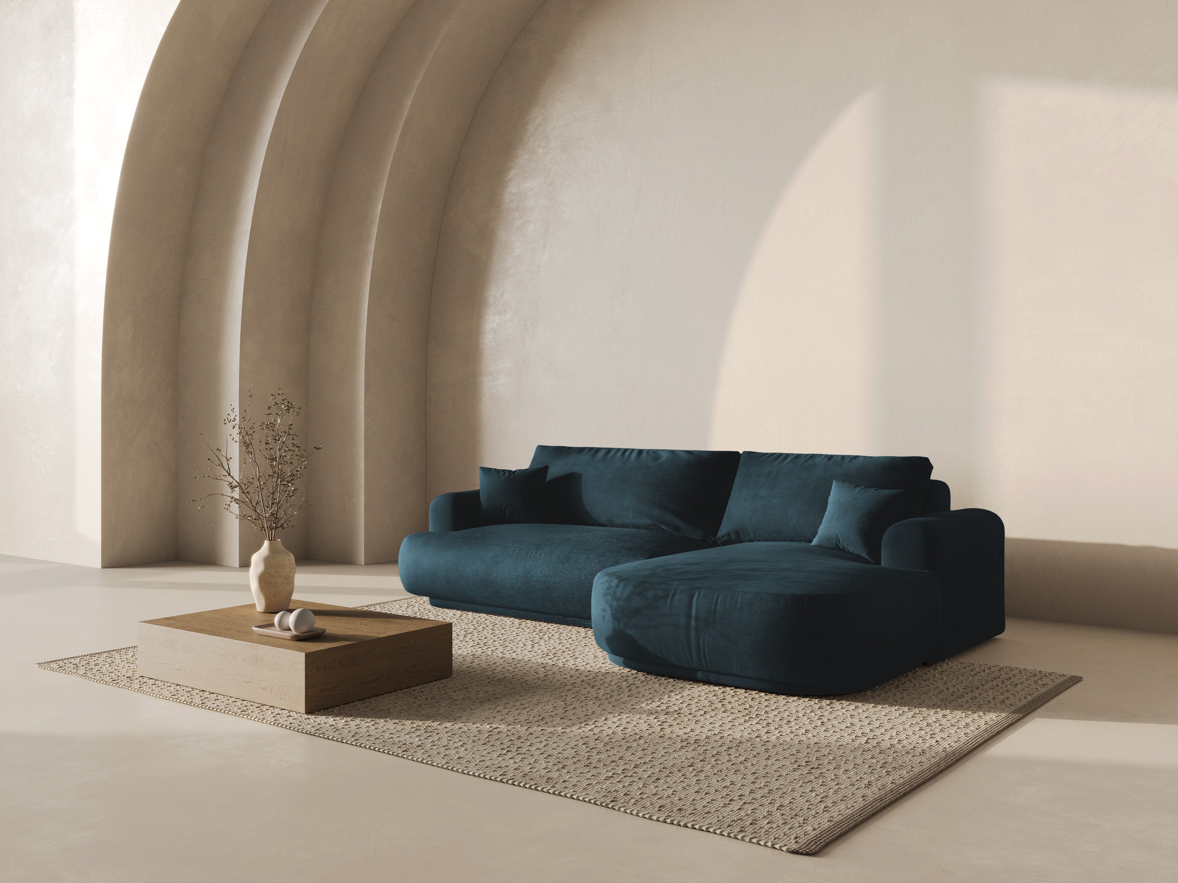 Kotna sedežna garnitura Ella 271x174cm, Material: Žamet