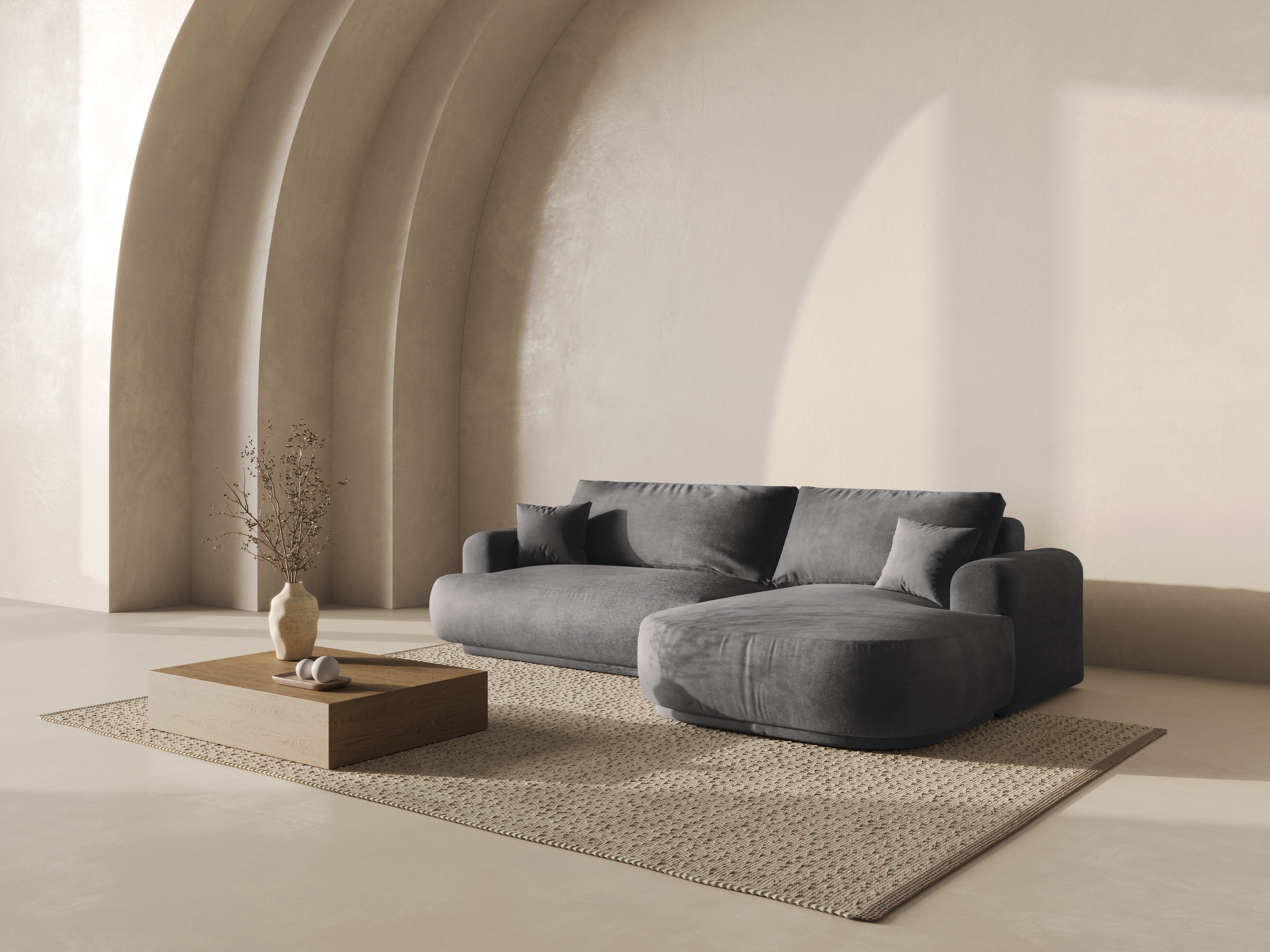 Kotna sedežna garnitura Ella 271x174cm, Material: Žamet