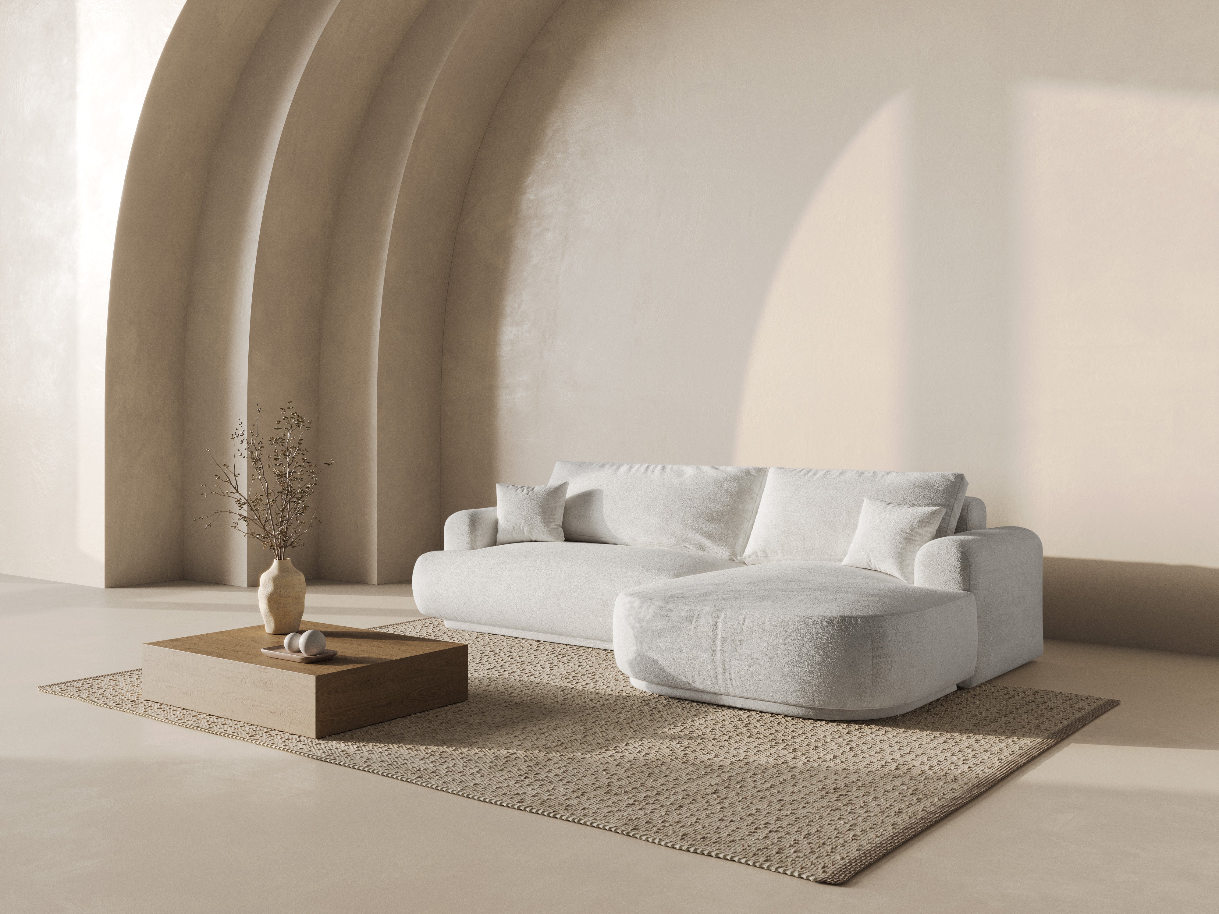 Kotna sedežna garnitura Ella 271x174cm, Material: Boucle