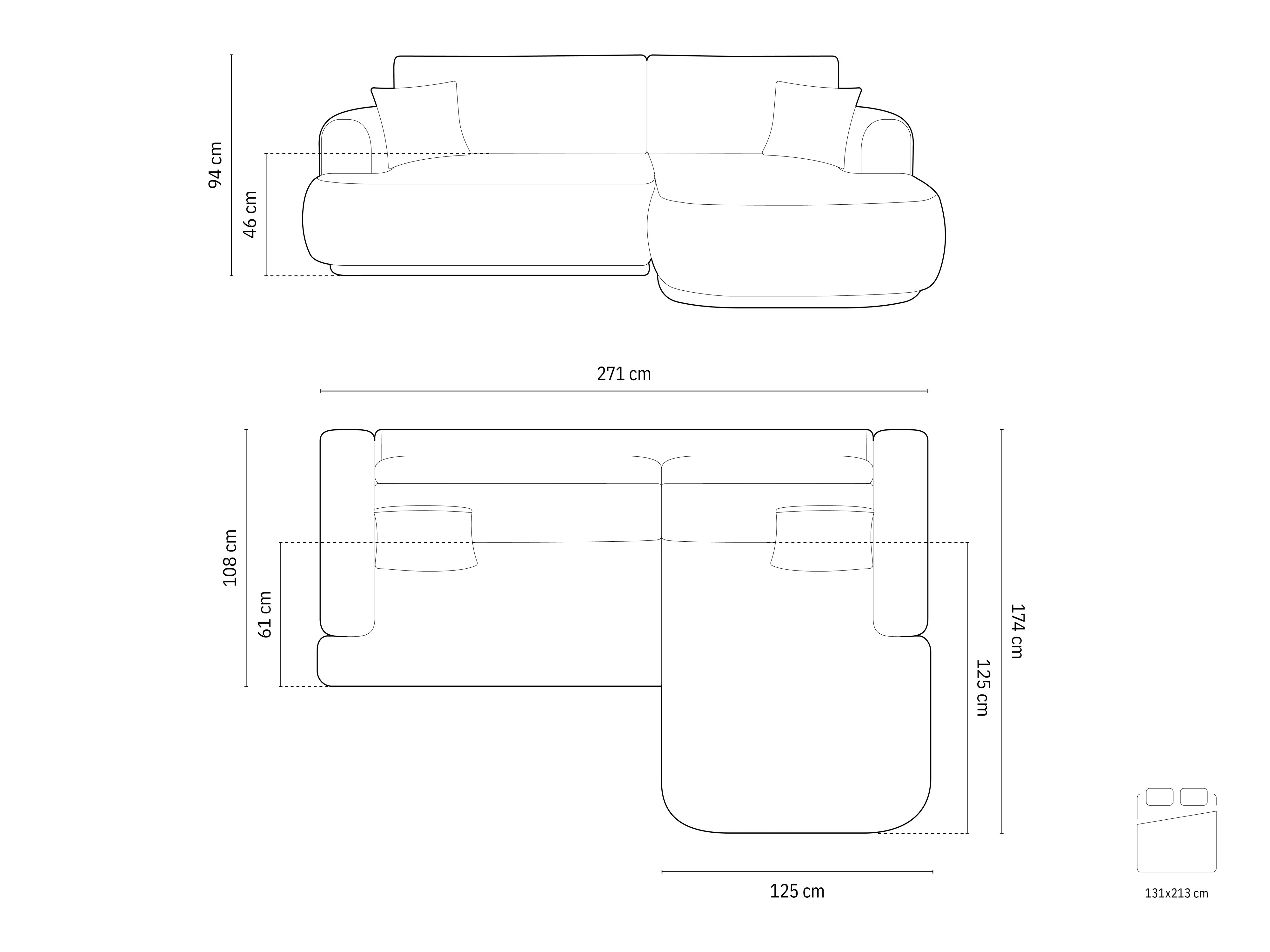 Kotna sedežna garnitura Ella 271x174cm, Material: Boucle
