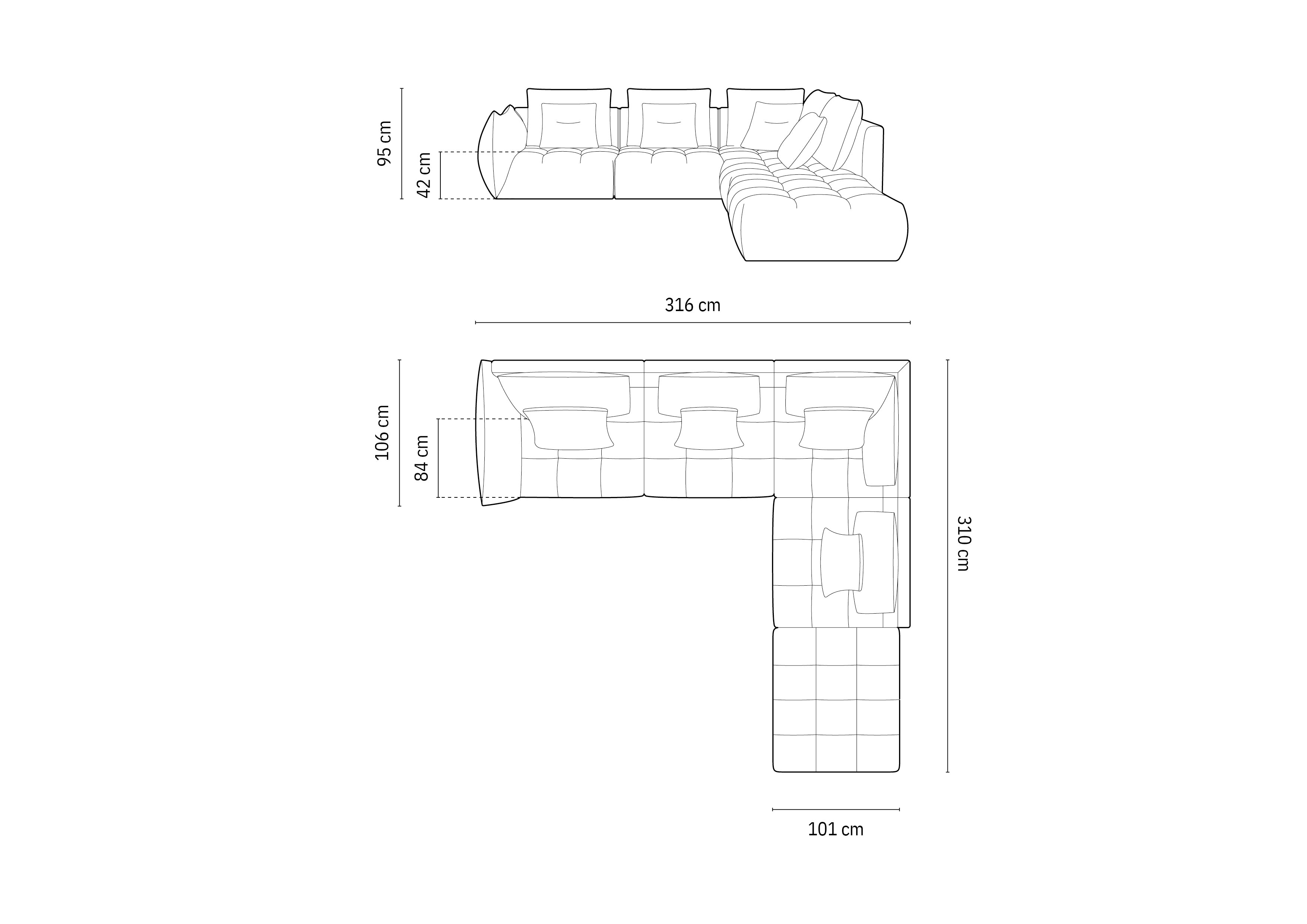Kotna sedežna garnitura Bloom, 316x310 cm, Material: Žamet
