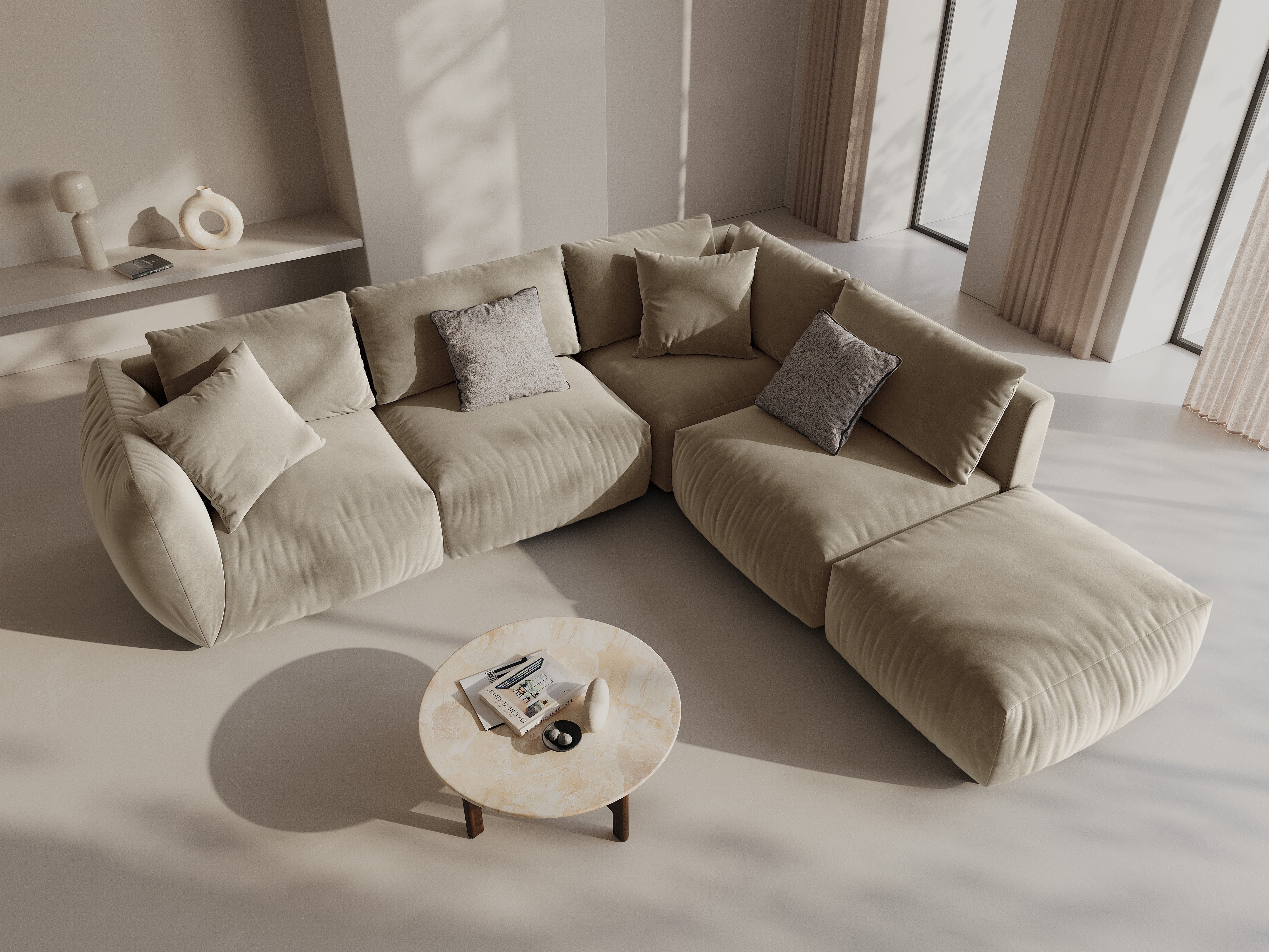 Kotna sedežna garnitura Chris 295x290cm, Material: Žamet