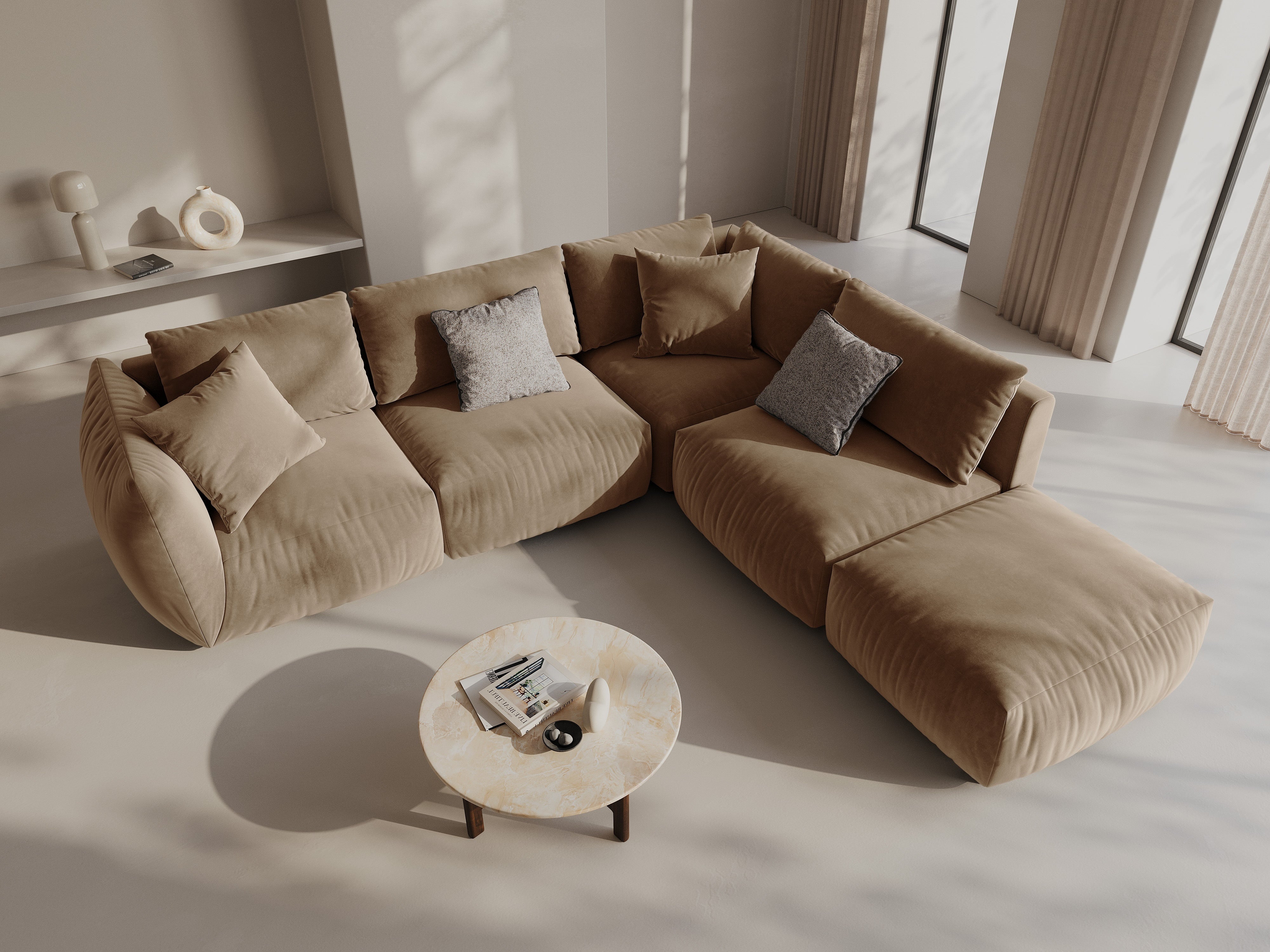 Kotna sedežna garnitura Chris 295x290cm, Material: Žamet