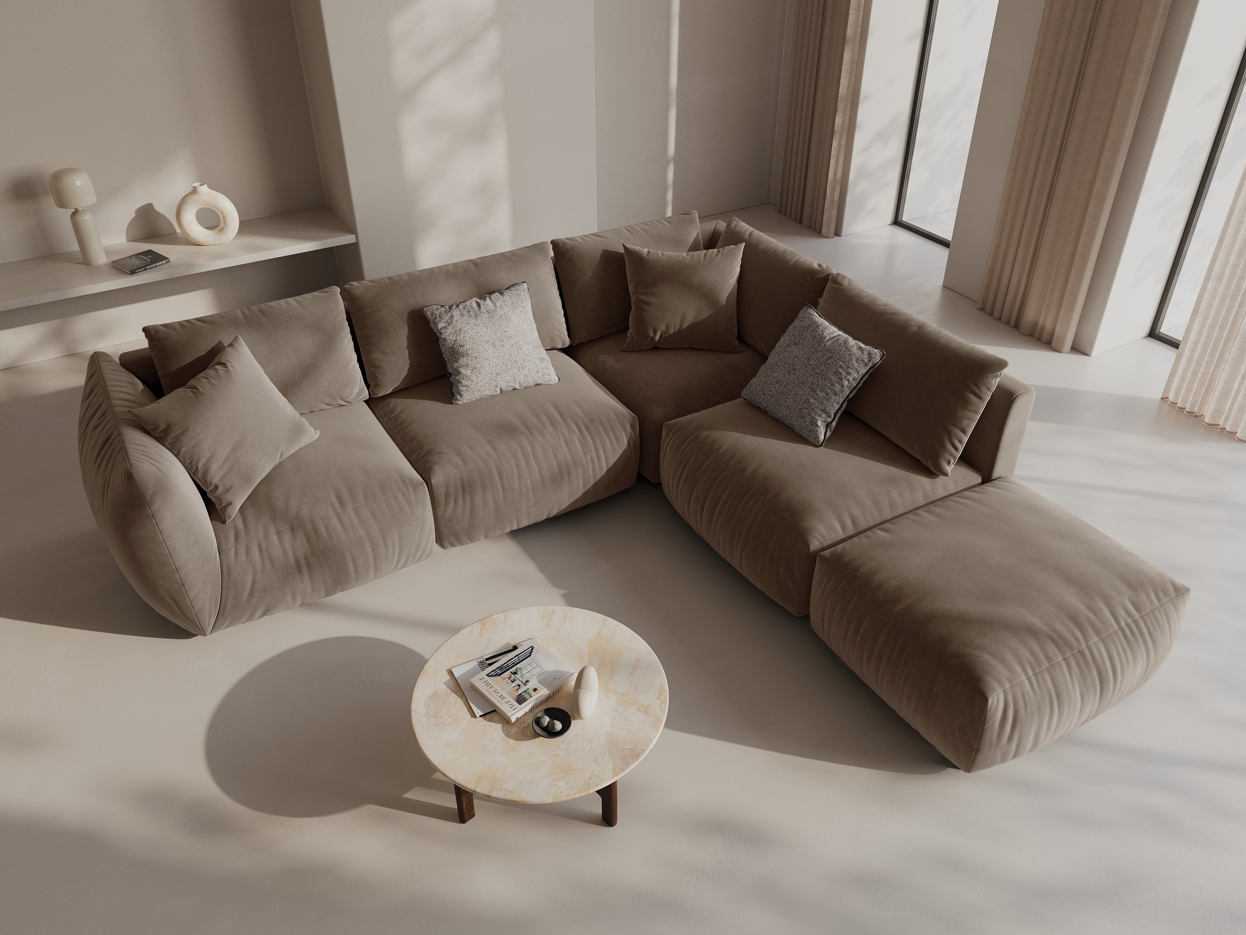 Kotna sedežna garnitura Chris 295x290cm, Material: Žamet