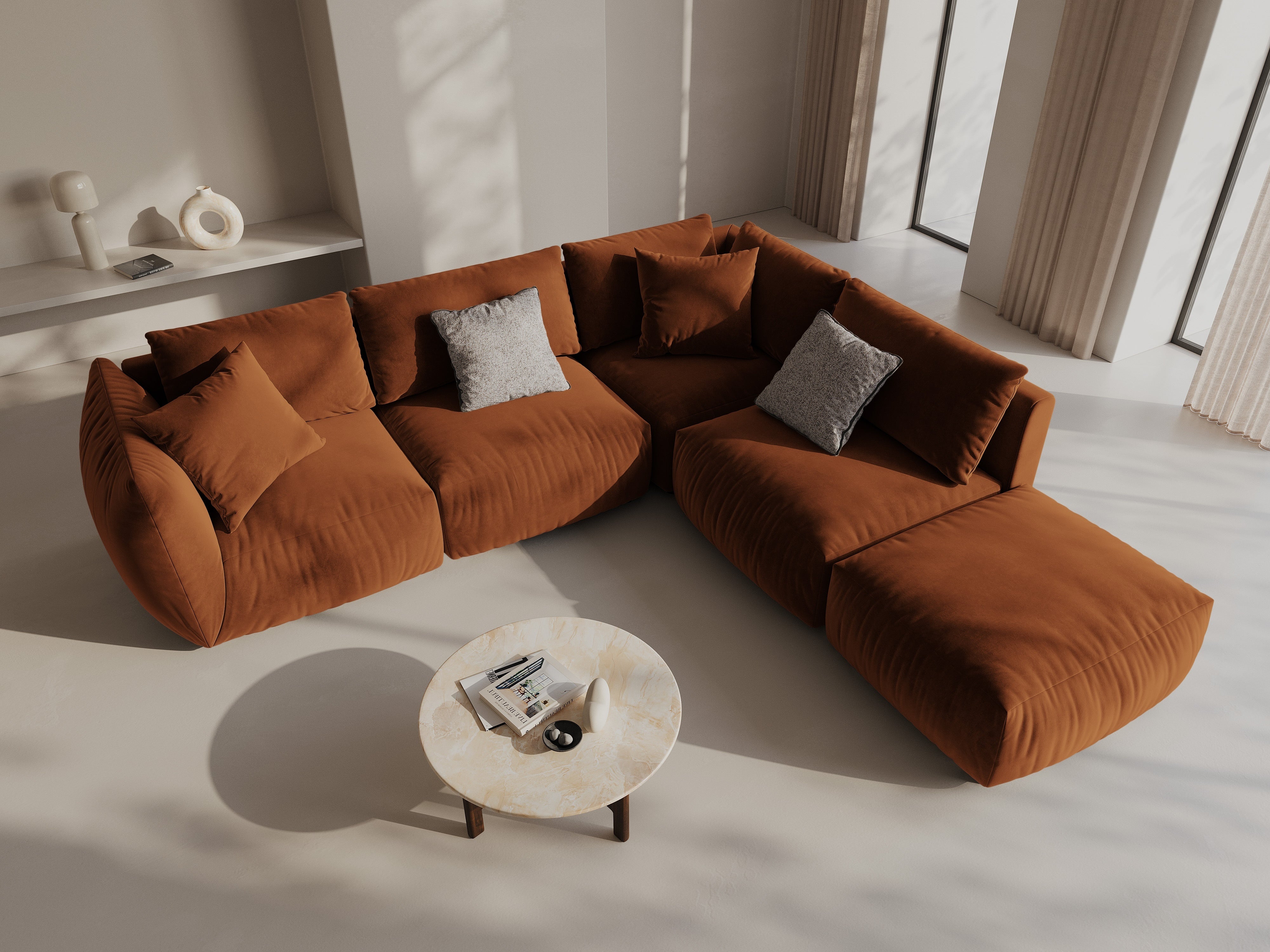 Kotna sedežna garnitura Chris 295x290cm, Material: Žamet