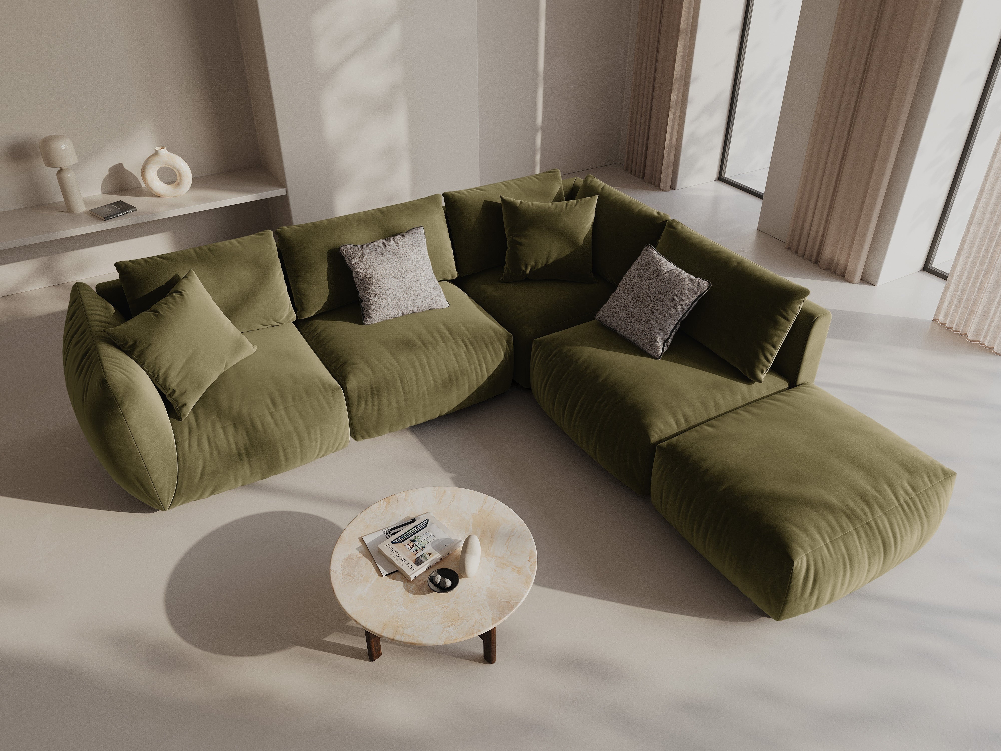 Kotna sedežna garnitura Chris 295x290cm, Material: Žamet