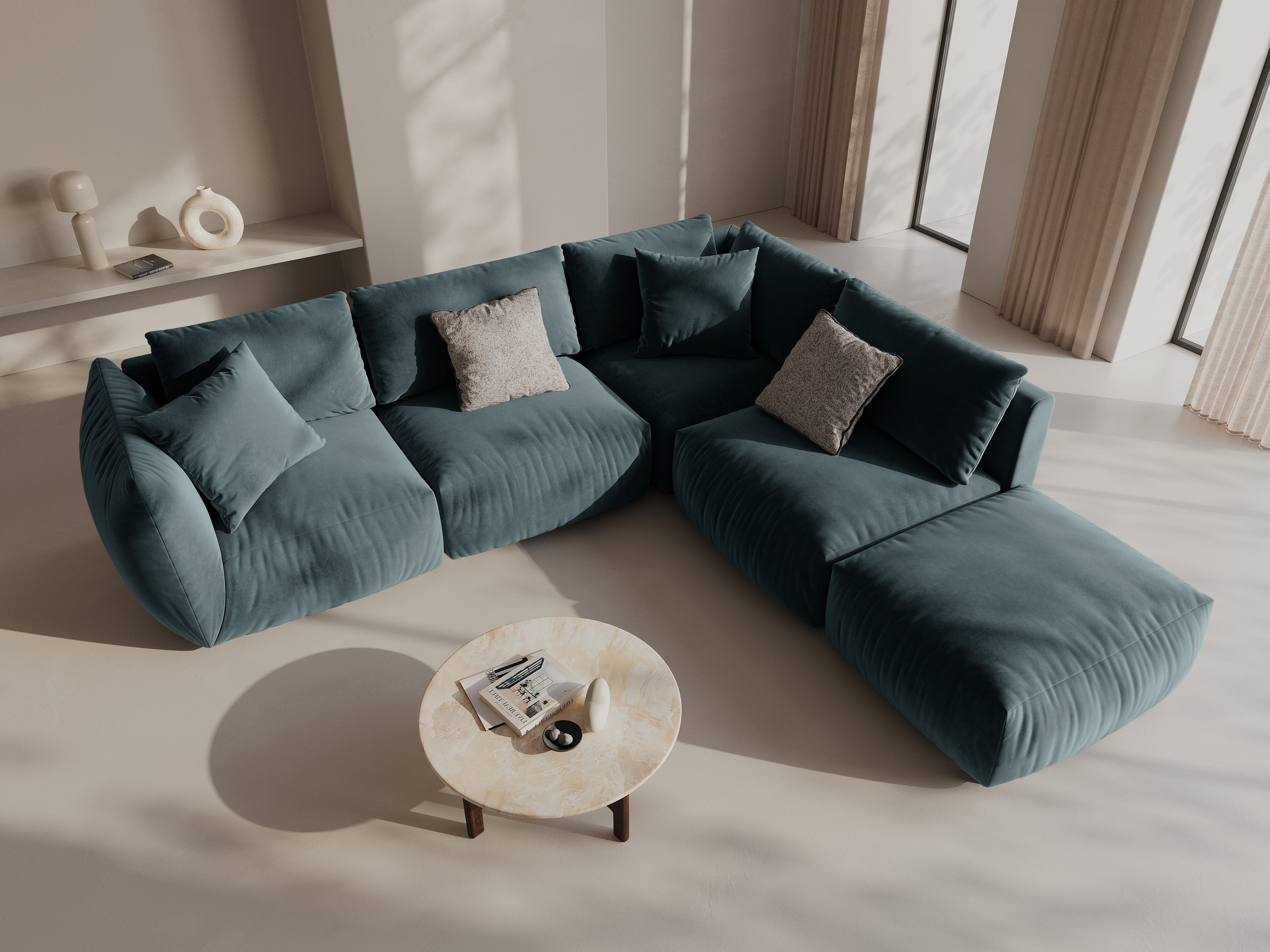 Kotna sedežna garnitura Chris 295x290cm, Material: Žamet