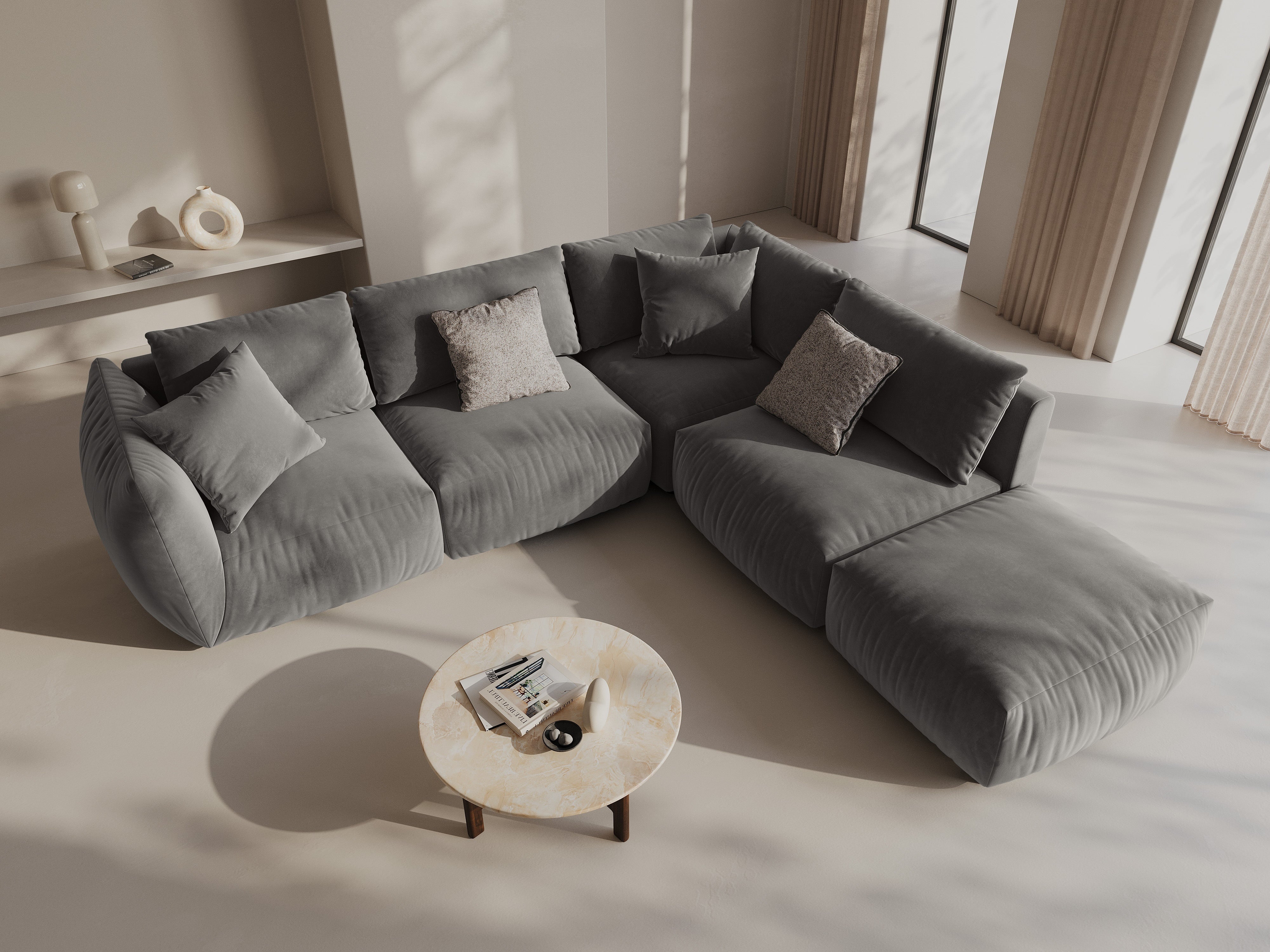 Kotna sedežna garnitura Chris 295x290cm, Material: Žamet