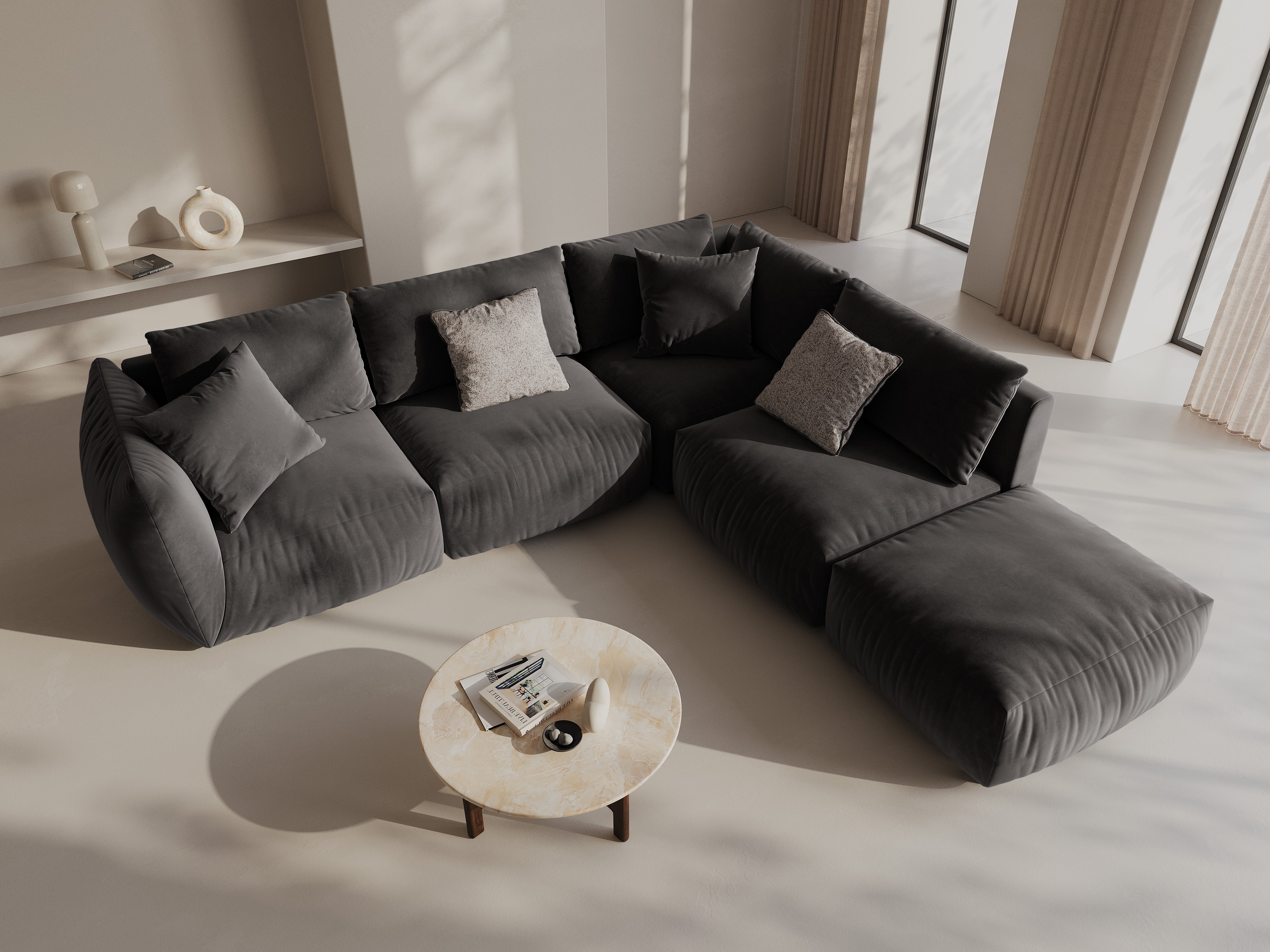 Kotna sedežna garnitura Chris 295x290cm, Material: Žamet