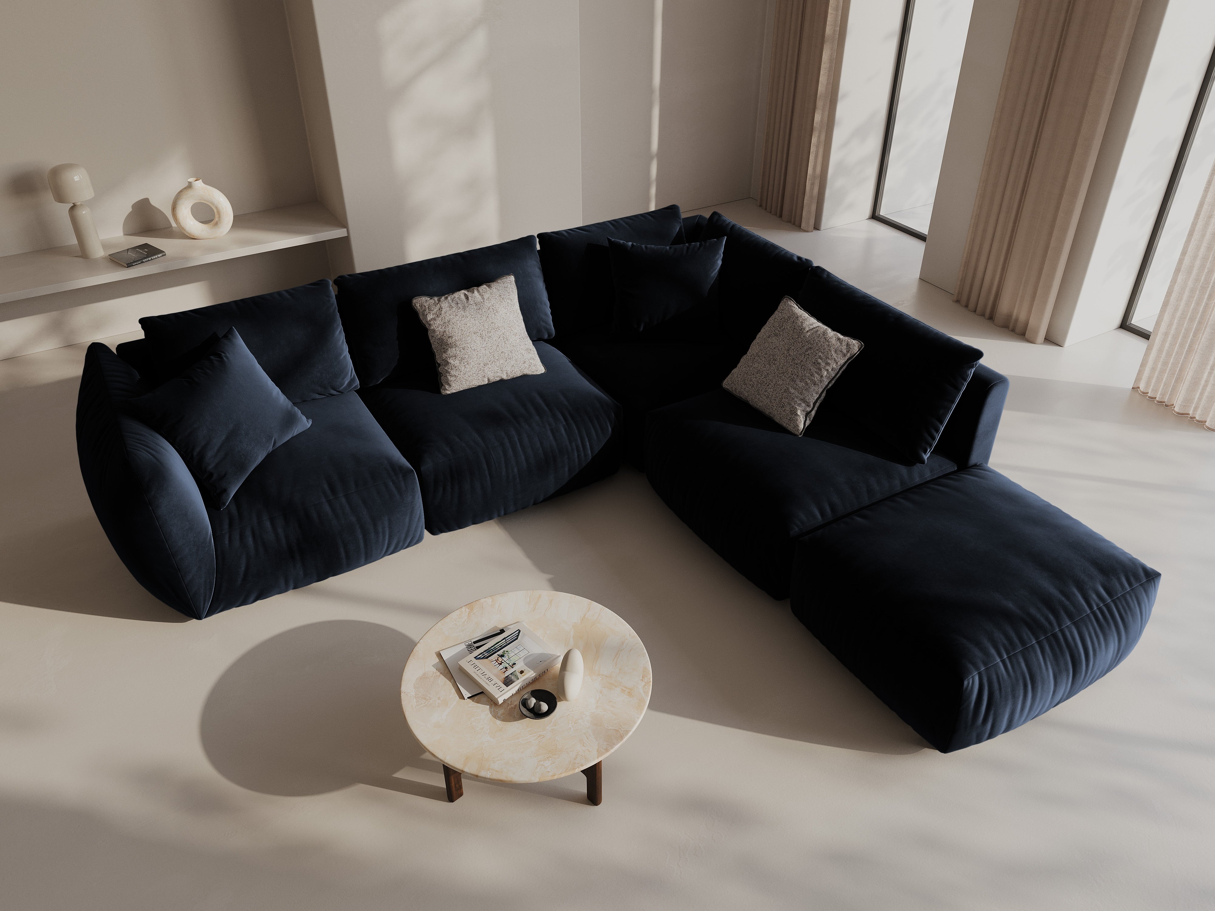 Kotna sedežna garnitura Chris 295x290cm, Material: Žamet