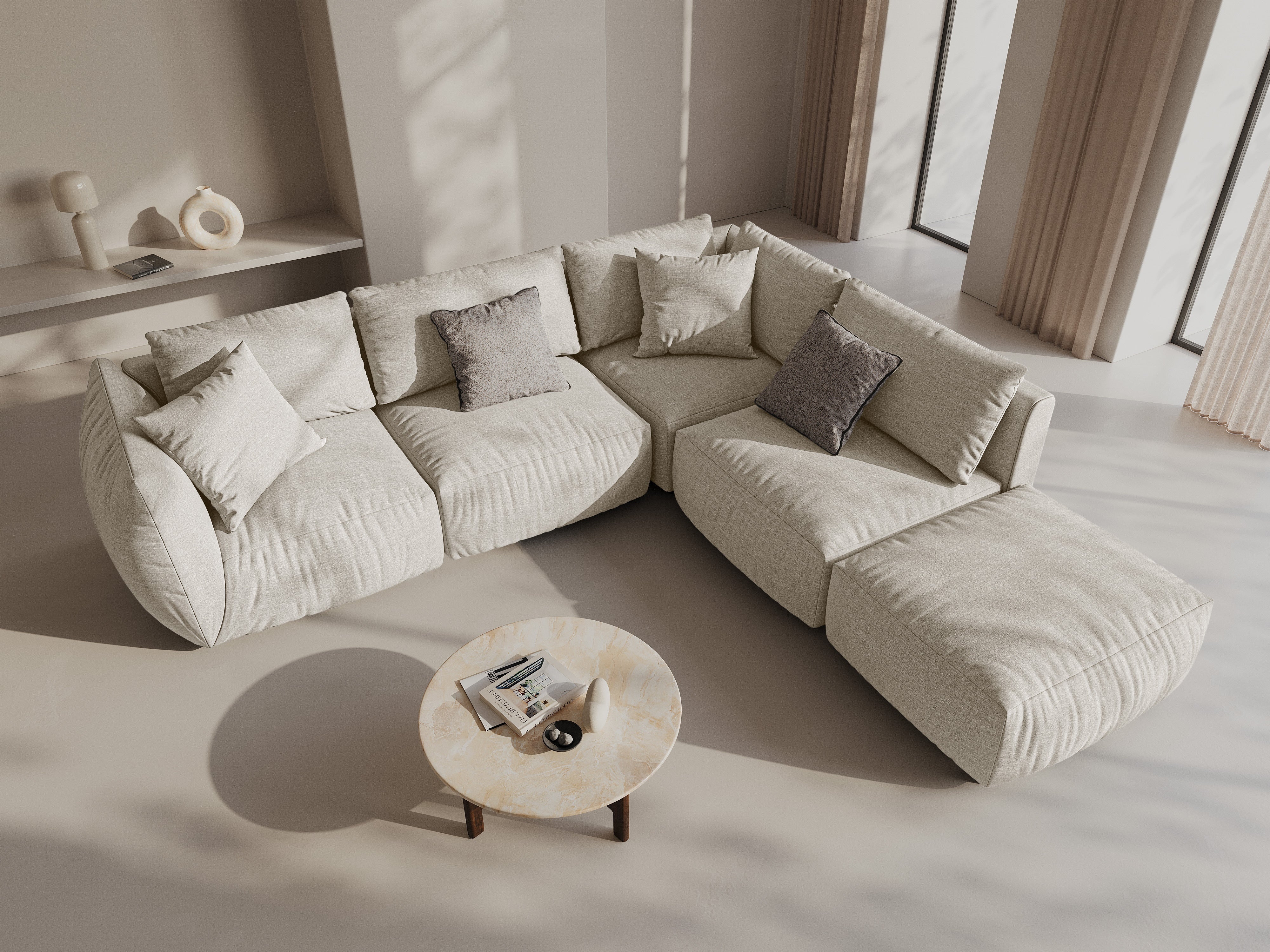 Kotna sedežna garnitura Chris 295x290cm, Material: Strukturirano blago