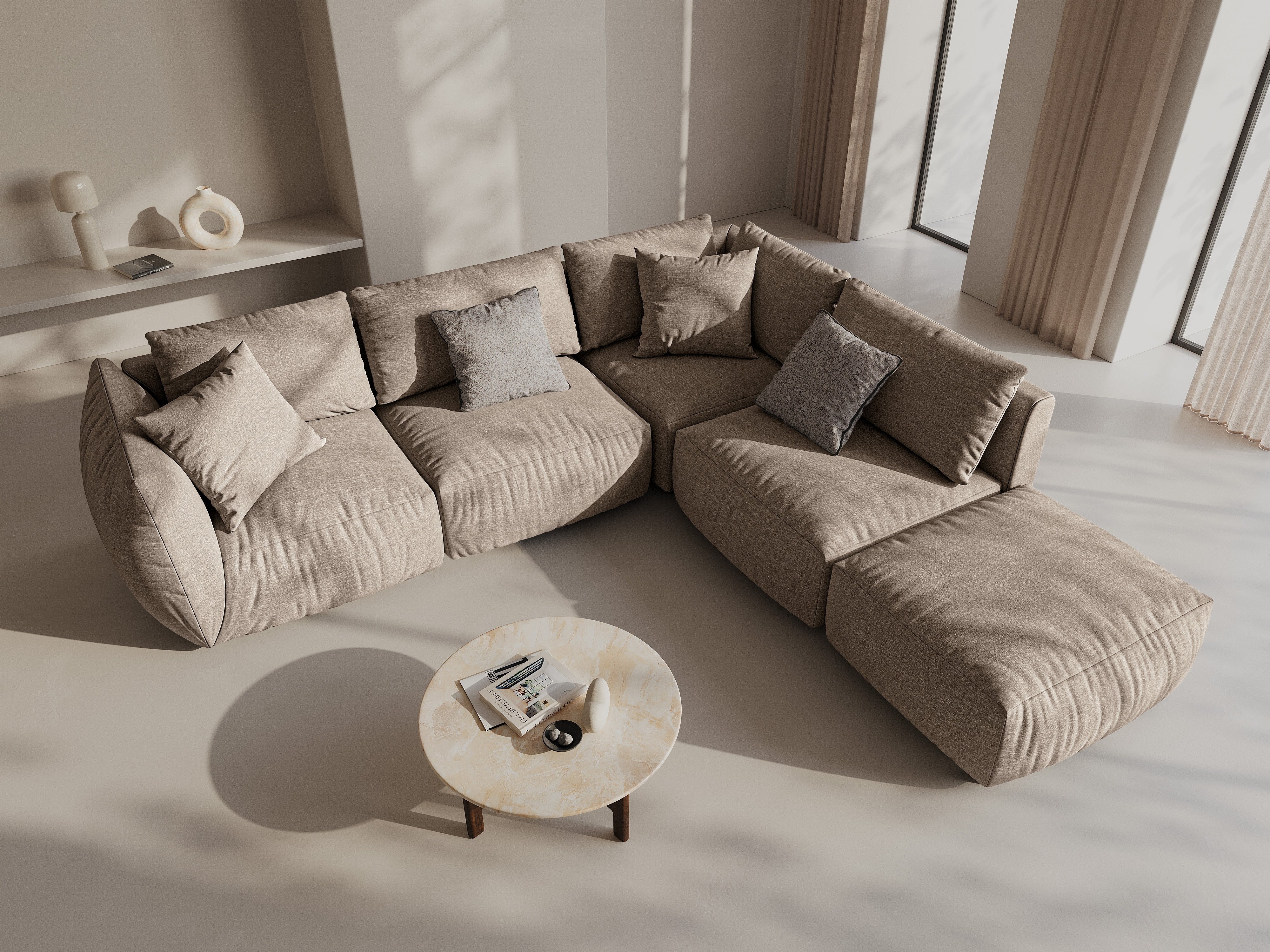 Kotna sedežna garnitura Chris 295x290cm, Material: Strukturirano blago