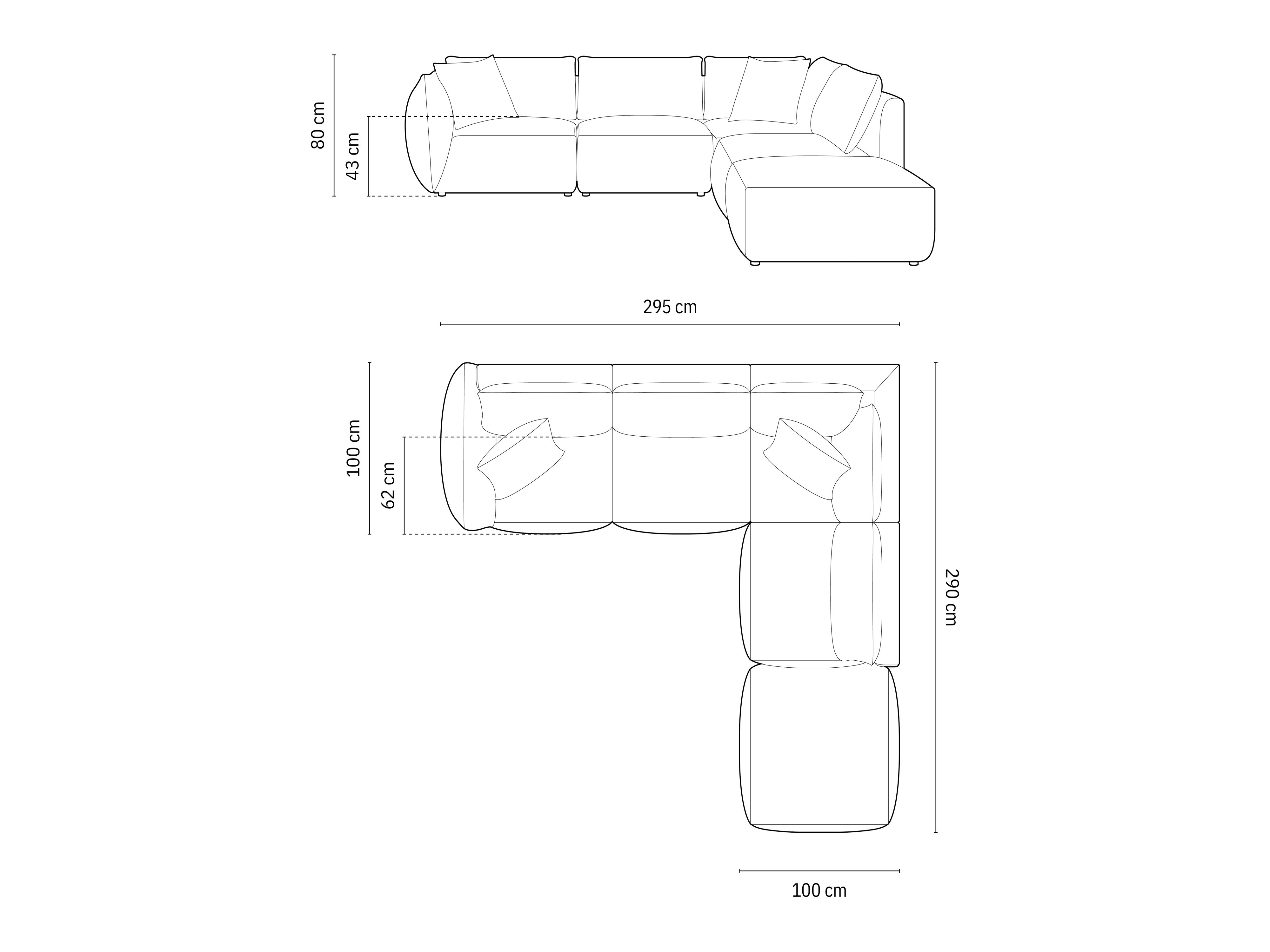 Kotna sedežna garnitura Chris 295x290cm, Material: Strukturirano blago