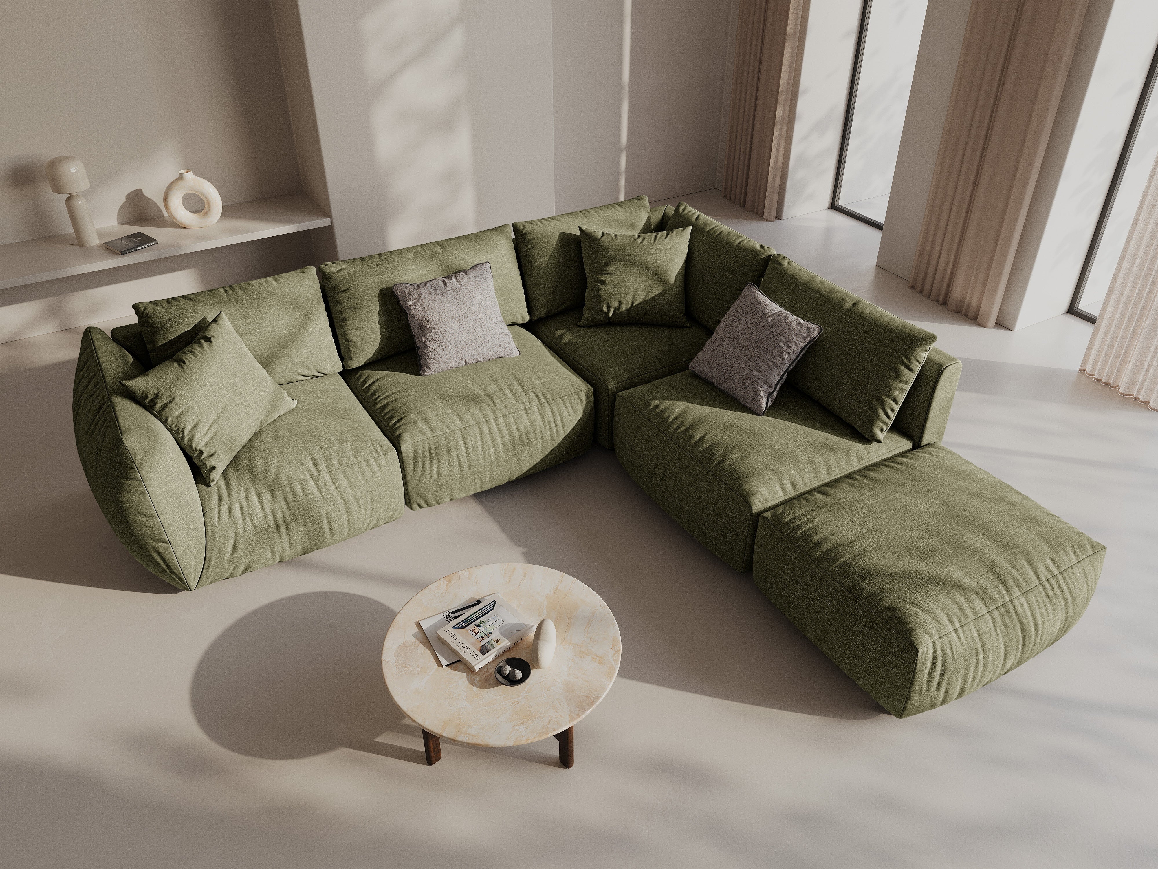 Kotna sedežna garnitura Chris 295x290cm, Material: Strukturirano blago