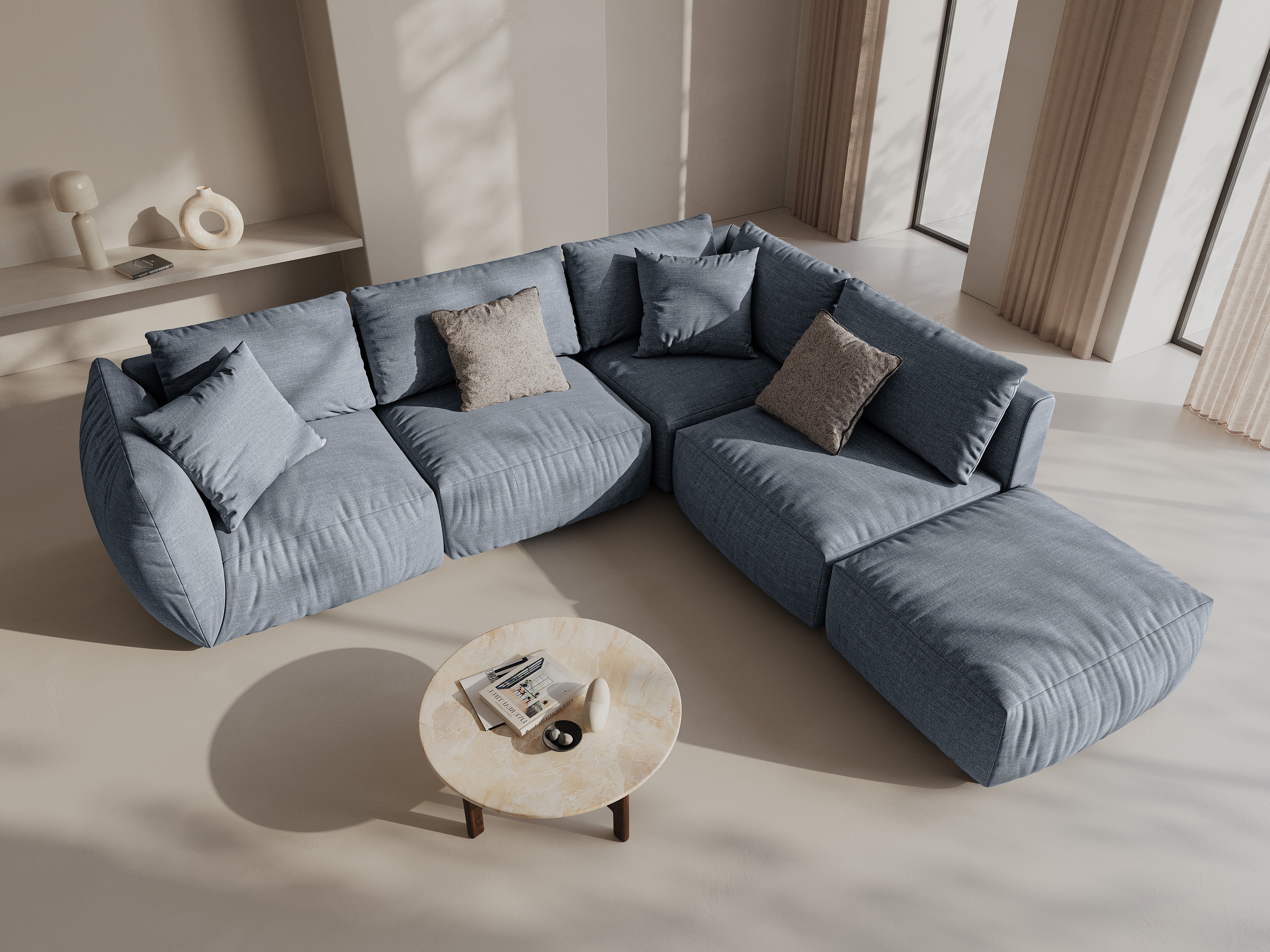 Kotna sedežna garnitura Chris 295x290cm, Material: Strukturirano blago