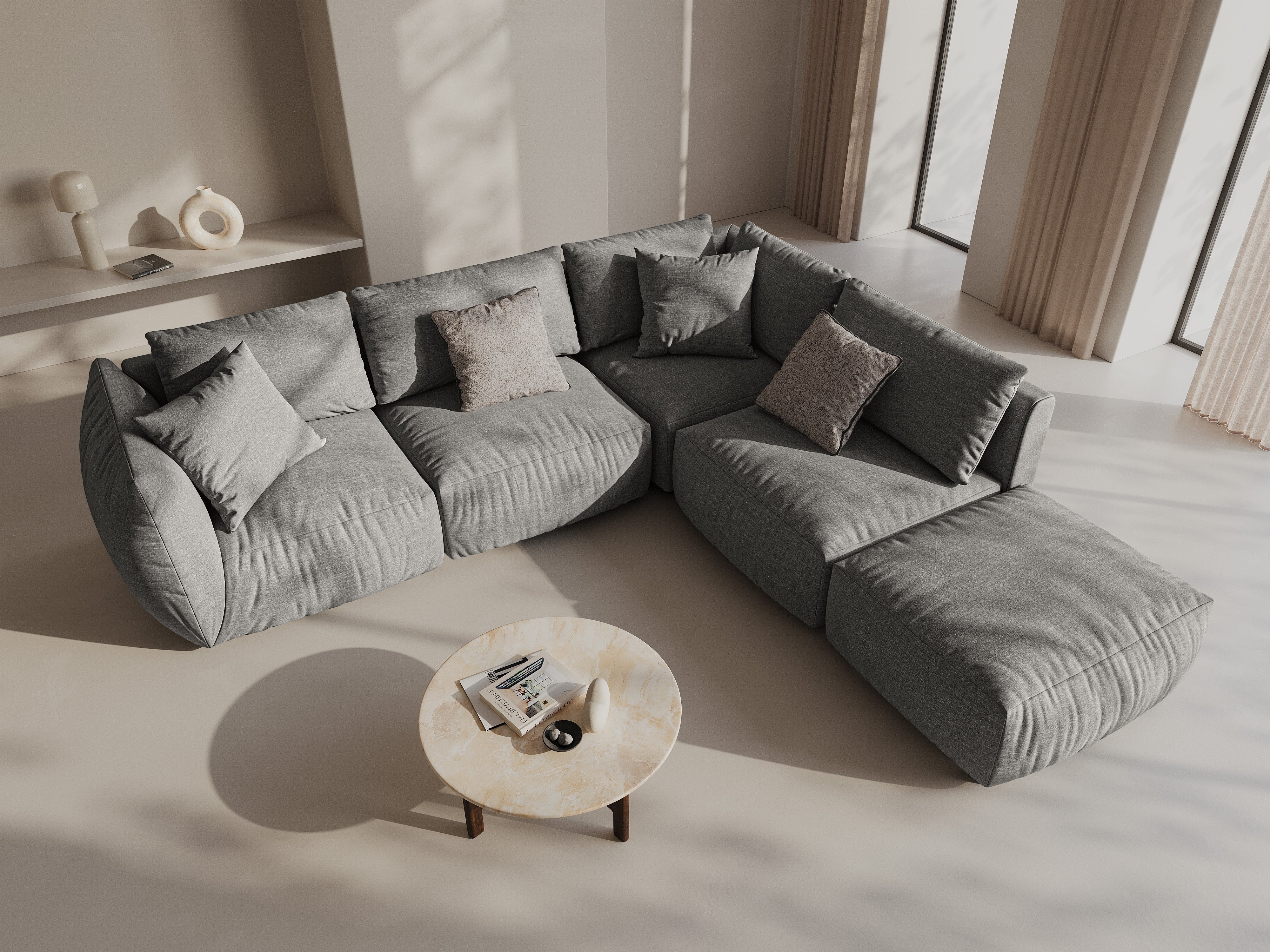 Kotna sedežna garnitura Chris 295x290cm, Material: Strukturirano blago