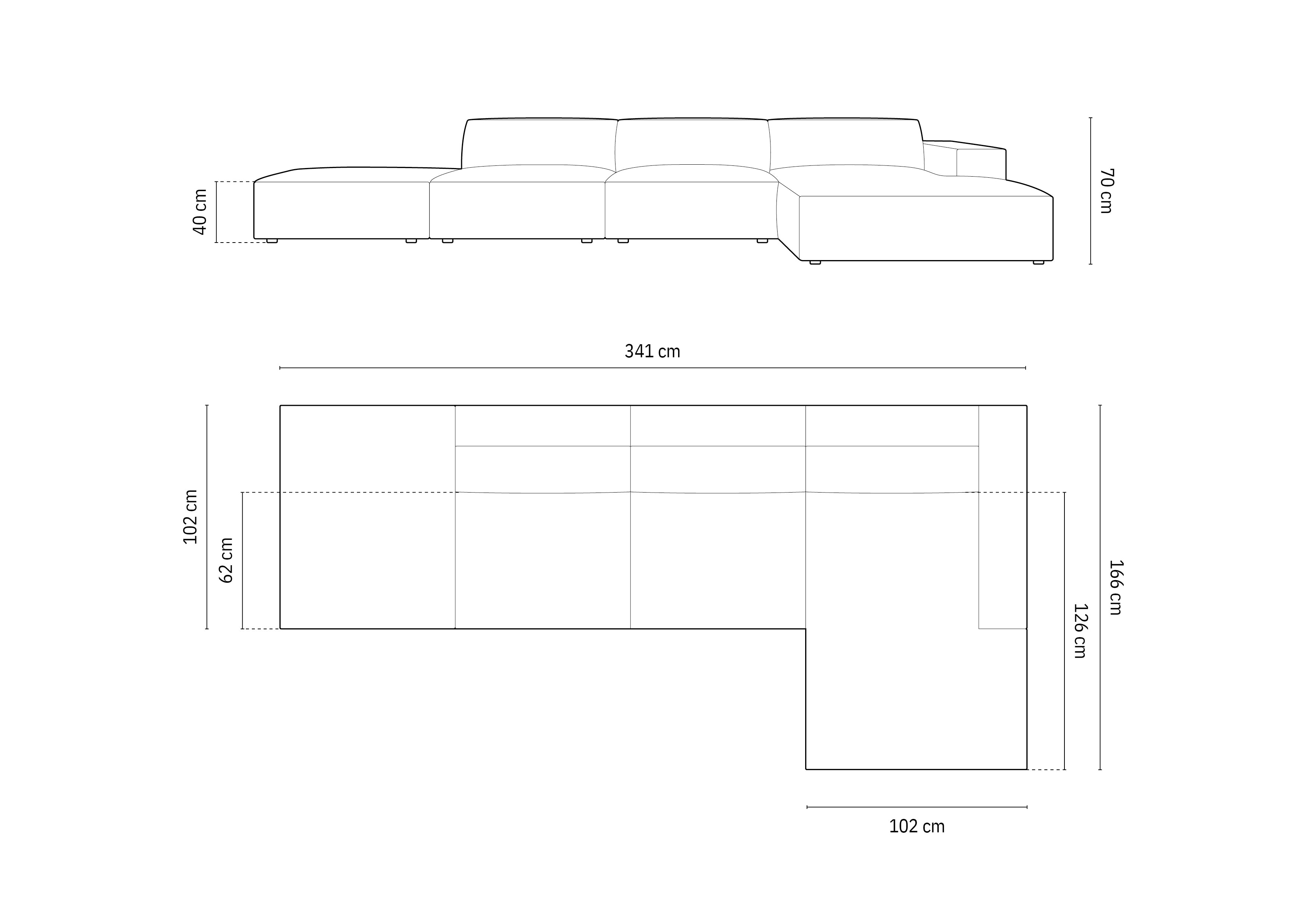 Kotna sedežna garnitura Jodie 341x166cm, Material: Žamet