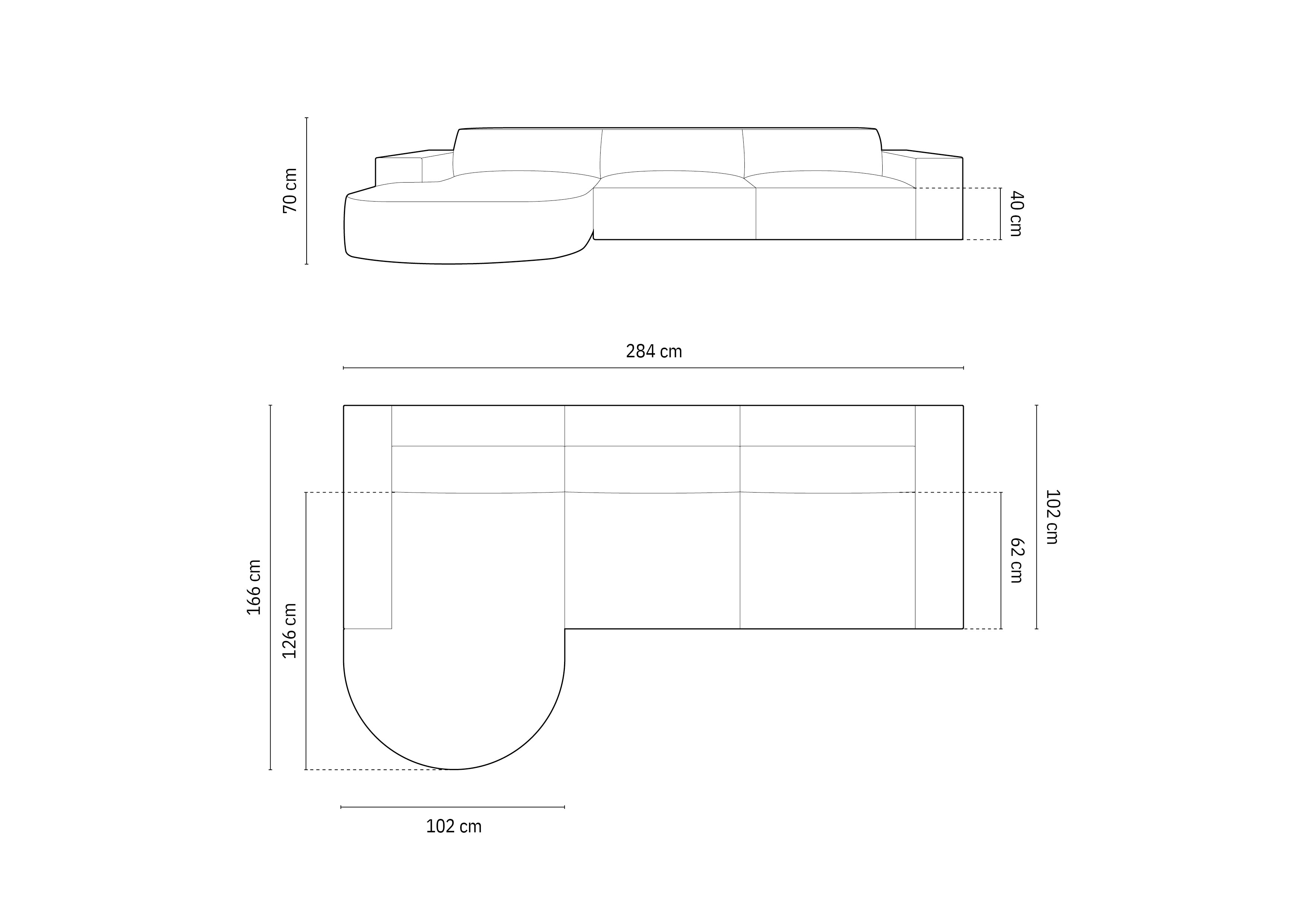 Kotna sedežna garnitura Jodie 284x166cm, Material: Žamet