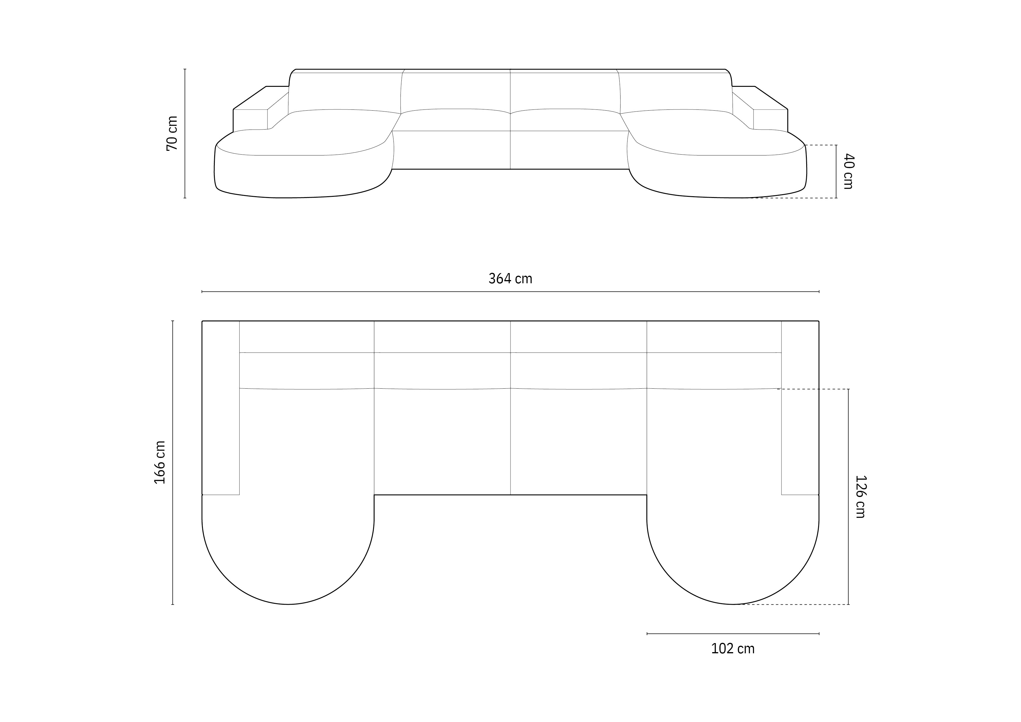 Komplet Jodie 364x166cm, Material: Žamet