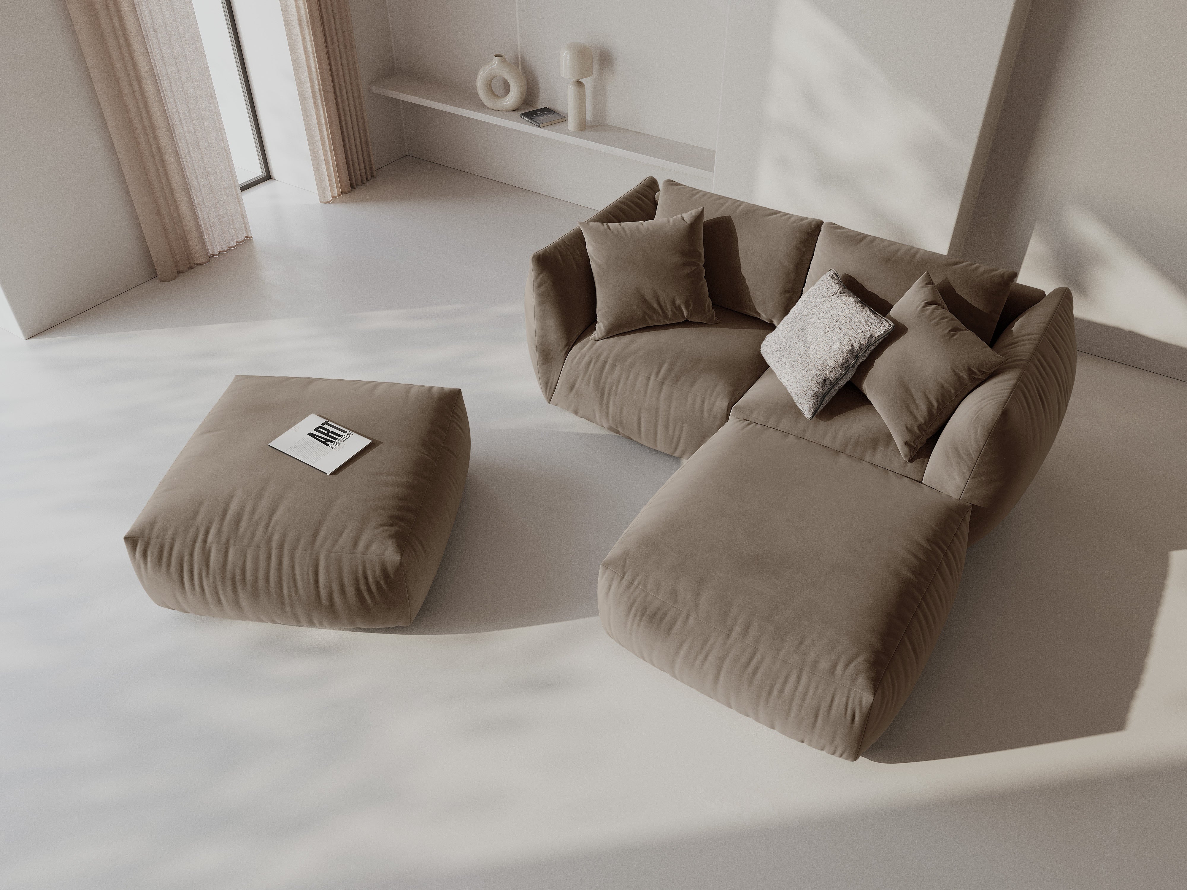 Modularna kotna sedežna garnitura Chris 220x200cm, Material: Žamet