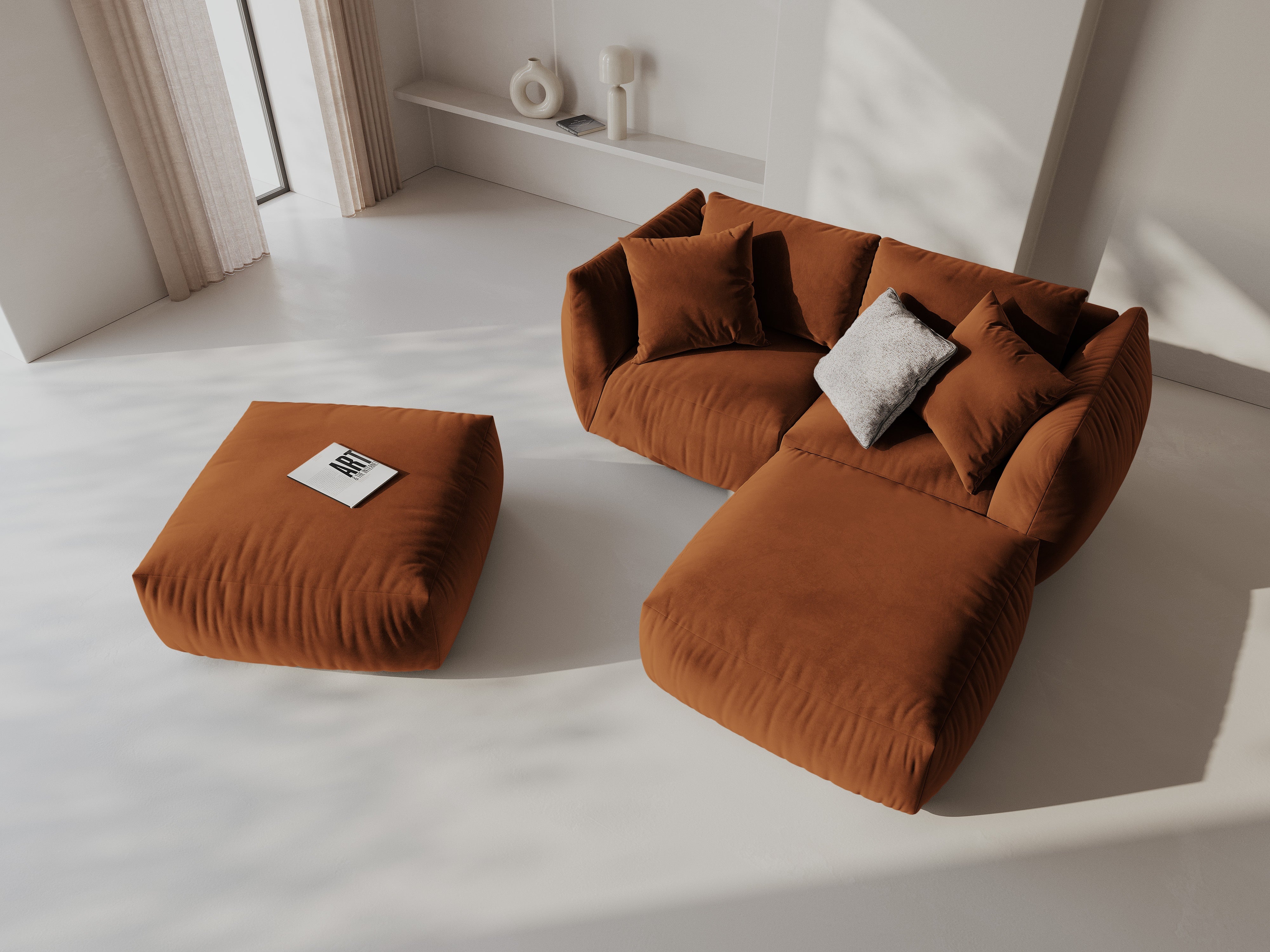 Modularna kotna sedežna garnitura Chris 220x200cm, Material: Žamet