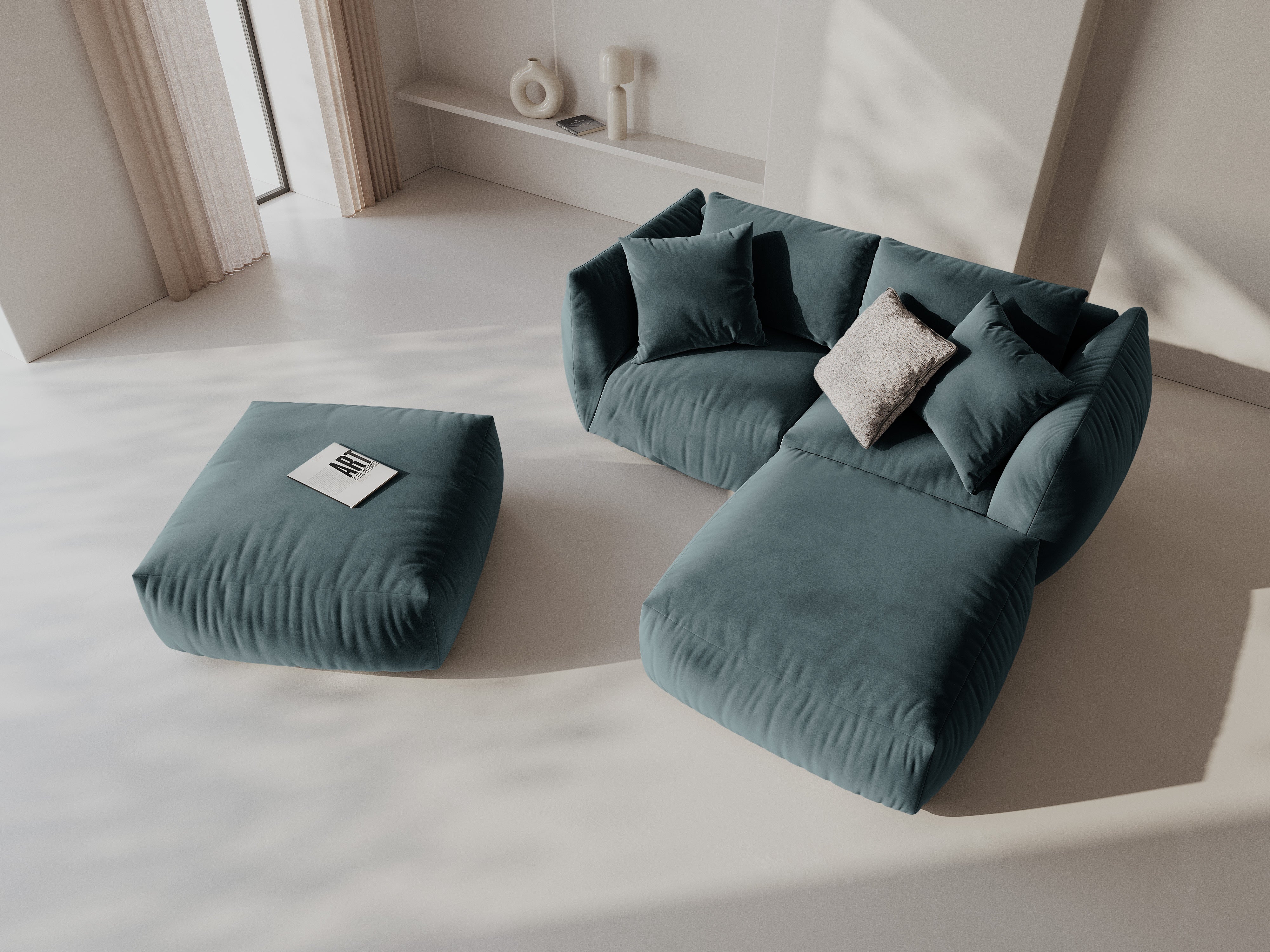 Modularna kotna sedežna garnitura Chris 220x200cm, Material: Žamet