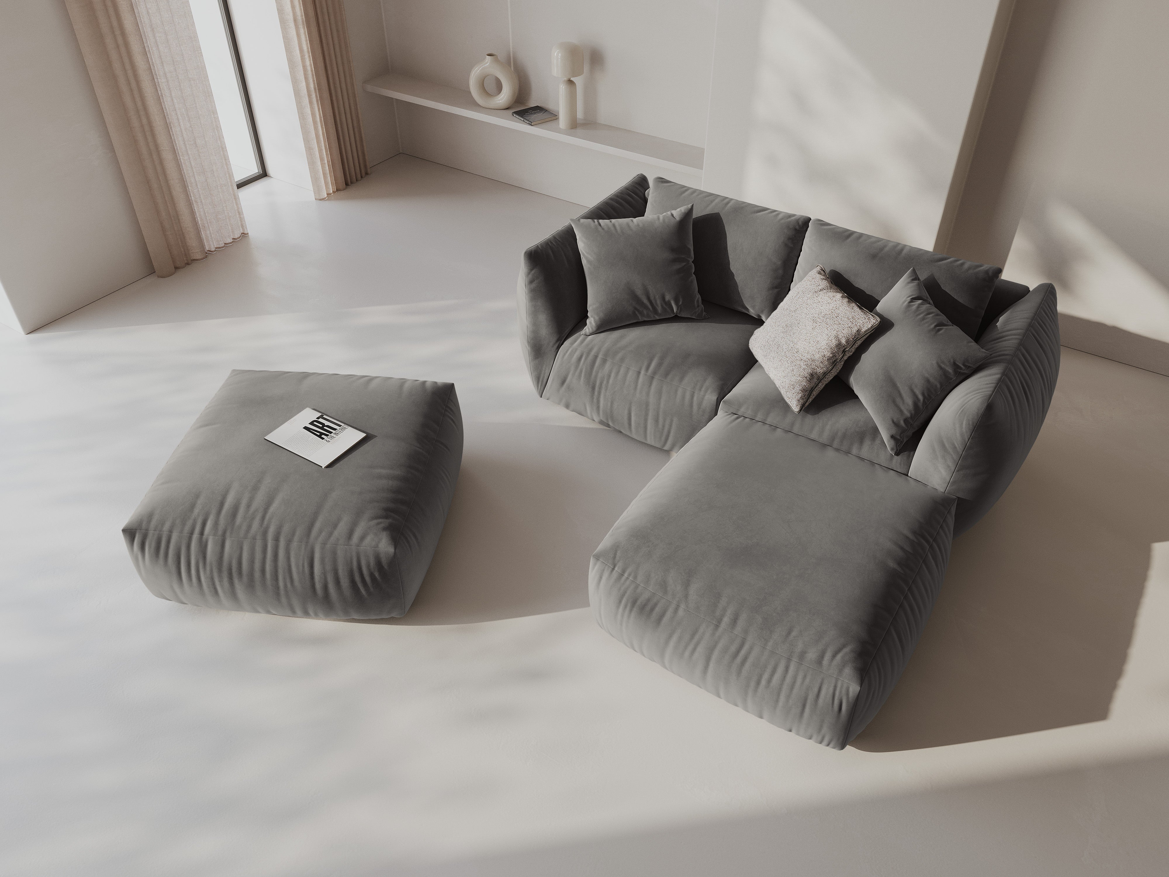 Modularna kotna sedežna garnitura Chris 220x200cm, Material: Žamet