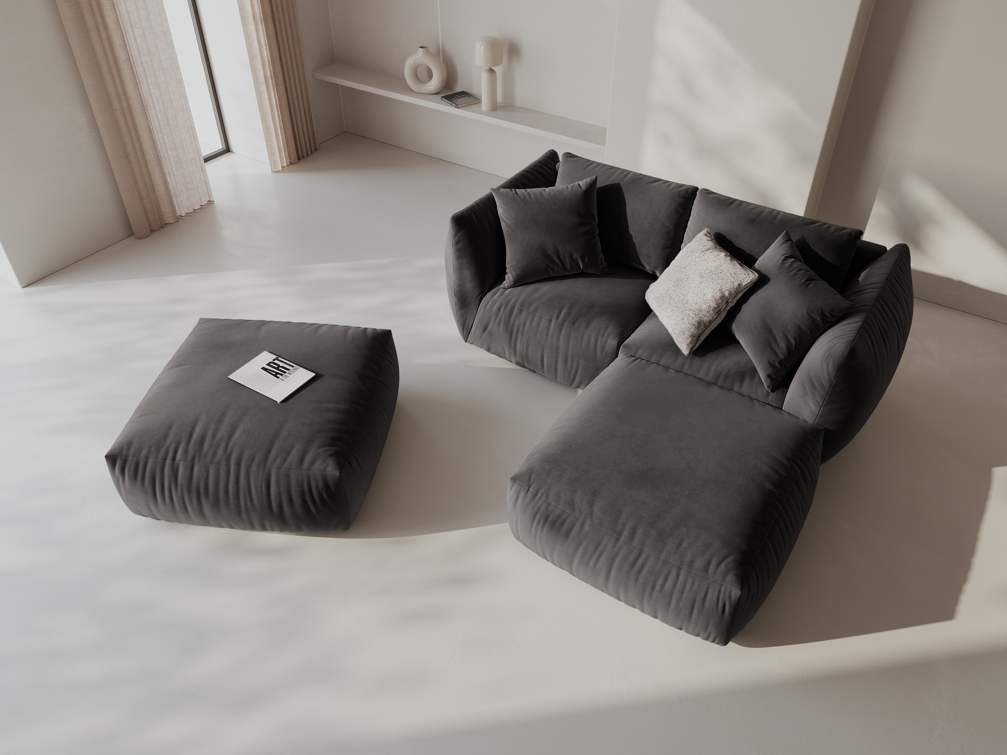 Modularna kotna sedežna garnitura Chris 220x200cm, Material: Žamet