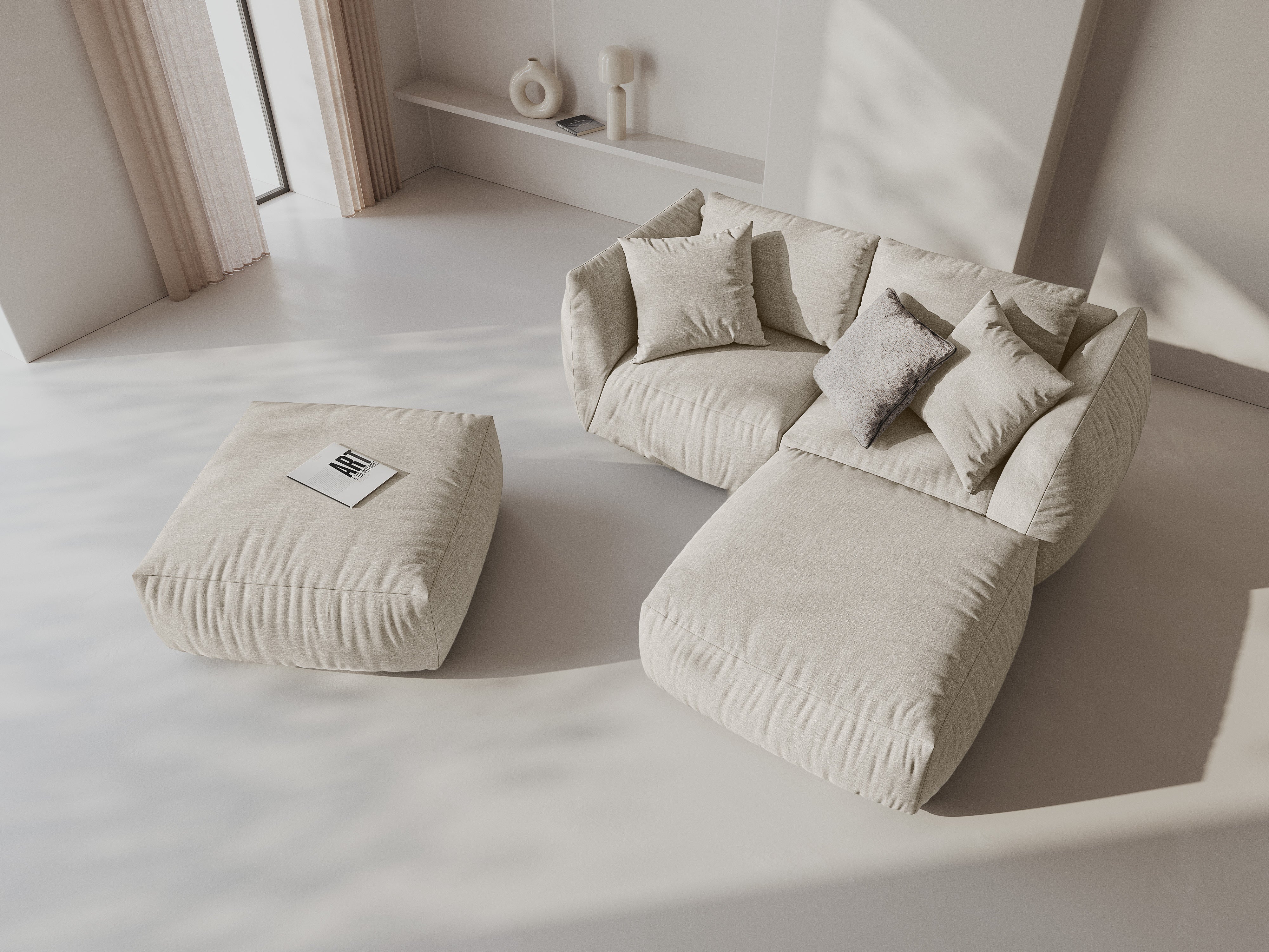 Modularni kotni set Chris 220x200cm, Material: Strukturirano blago