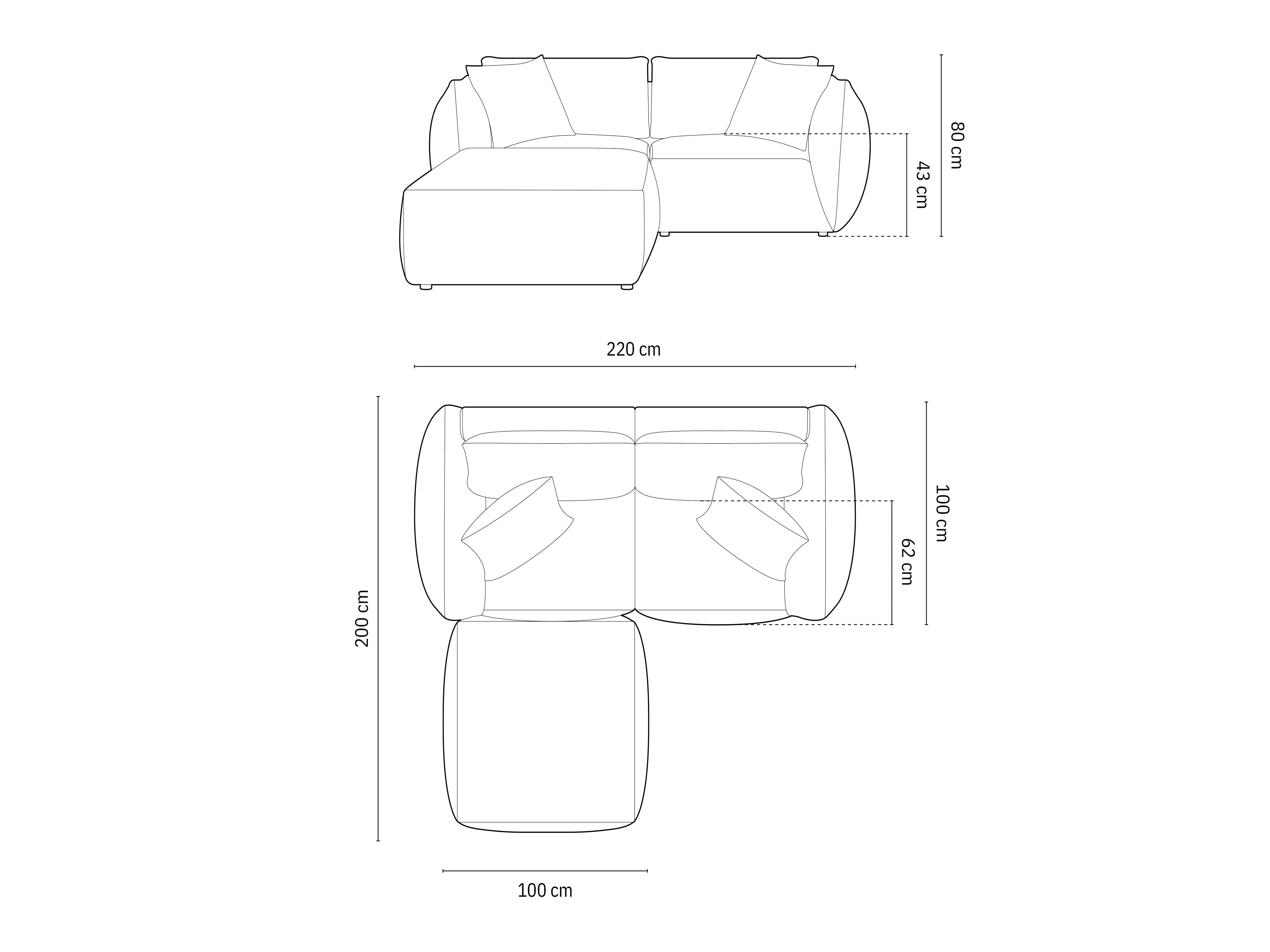 Modularni kotni set Chris 220x200cm, Material: Strukturirano blago