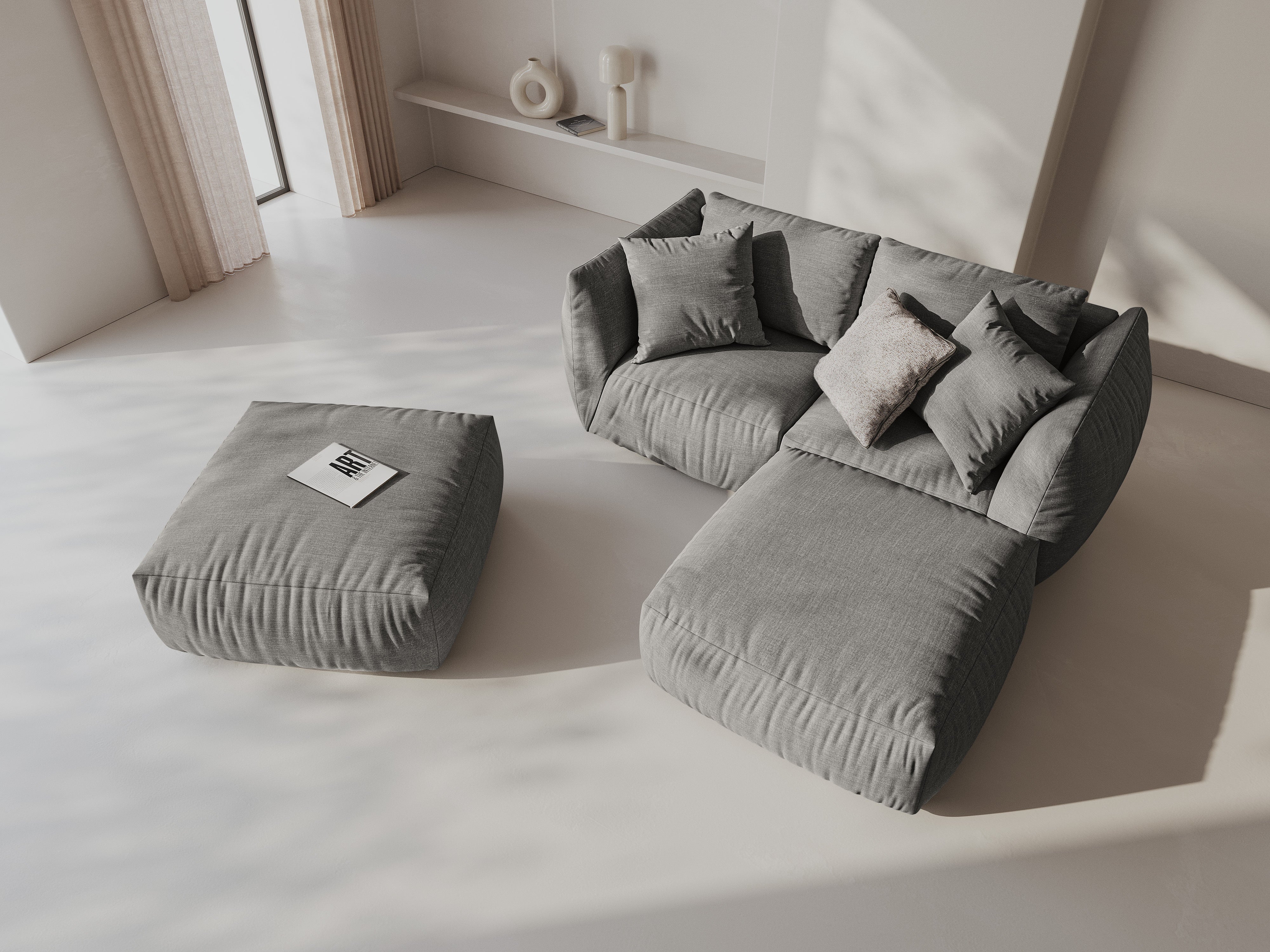 Modularni kotni set Chris 220x200cm, Material: Strukturirano blago