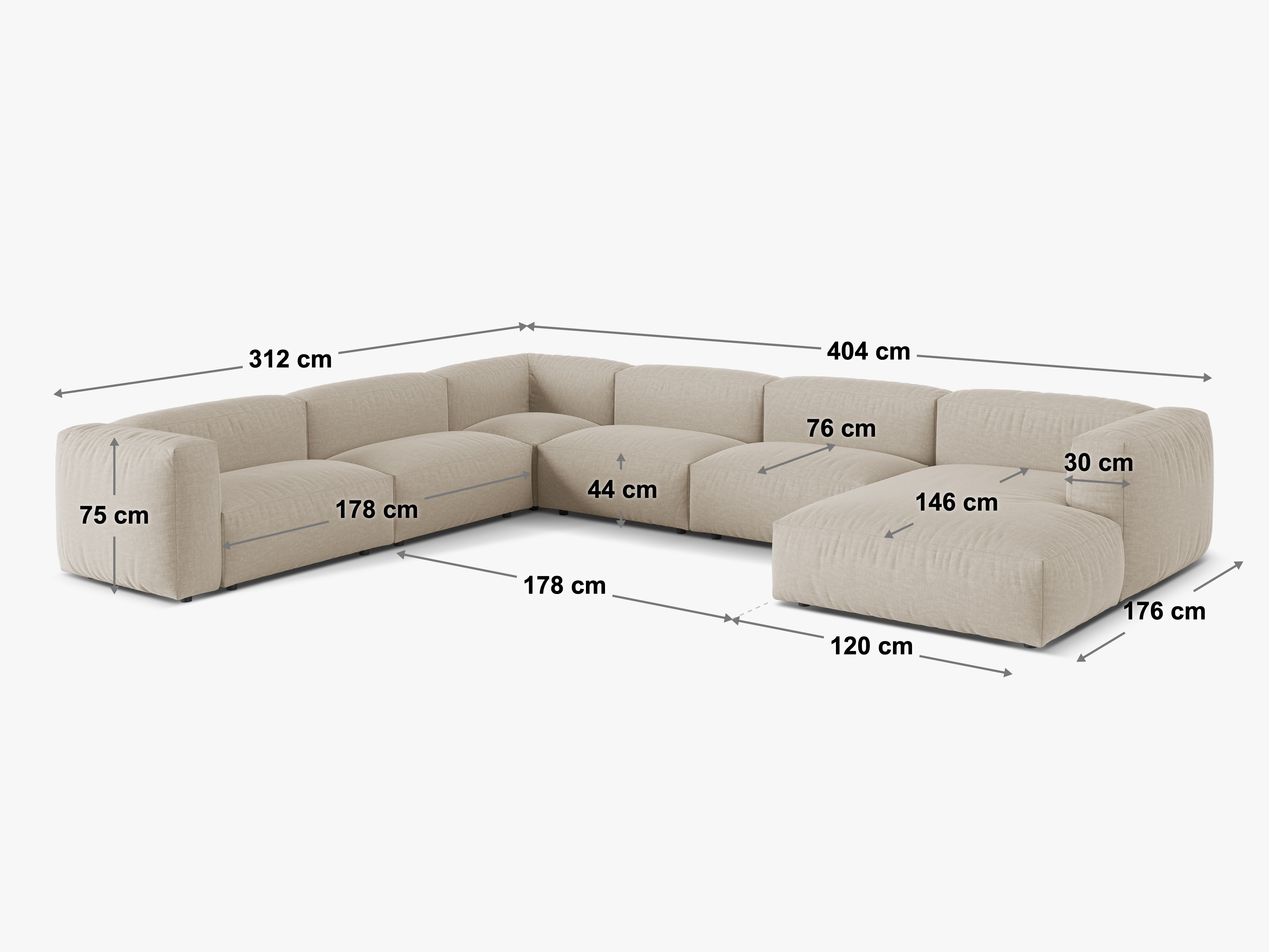 Kotna garnitura Martina, 404x312cm, Material: Boucle