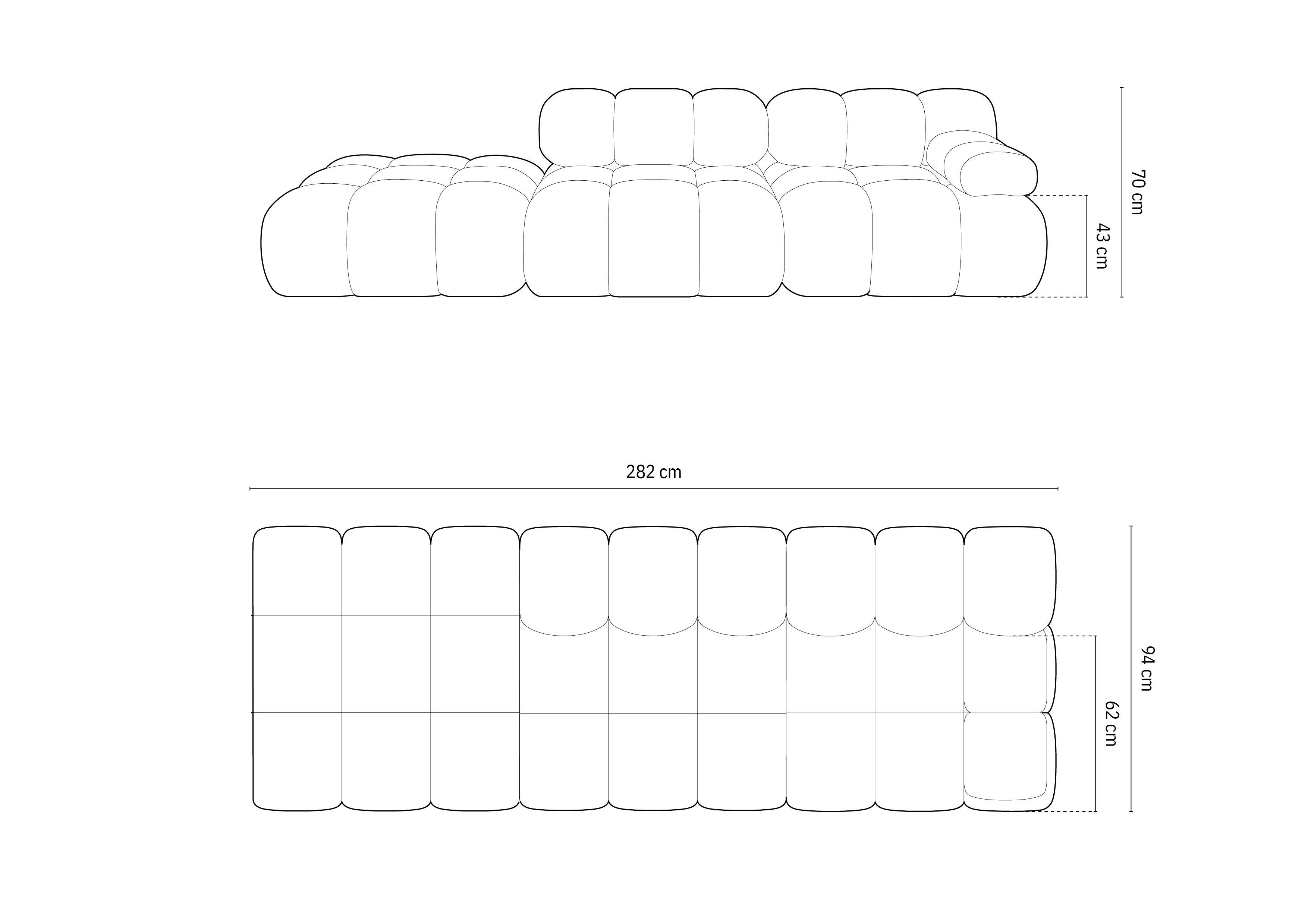 Modularni kavč Bellis 282x94cm, Material: Bukle
