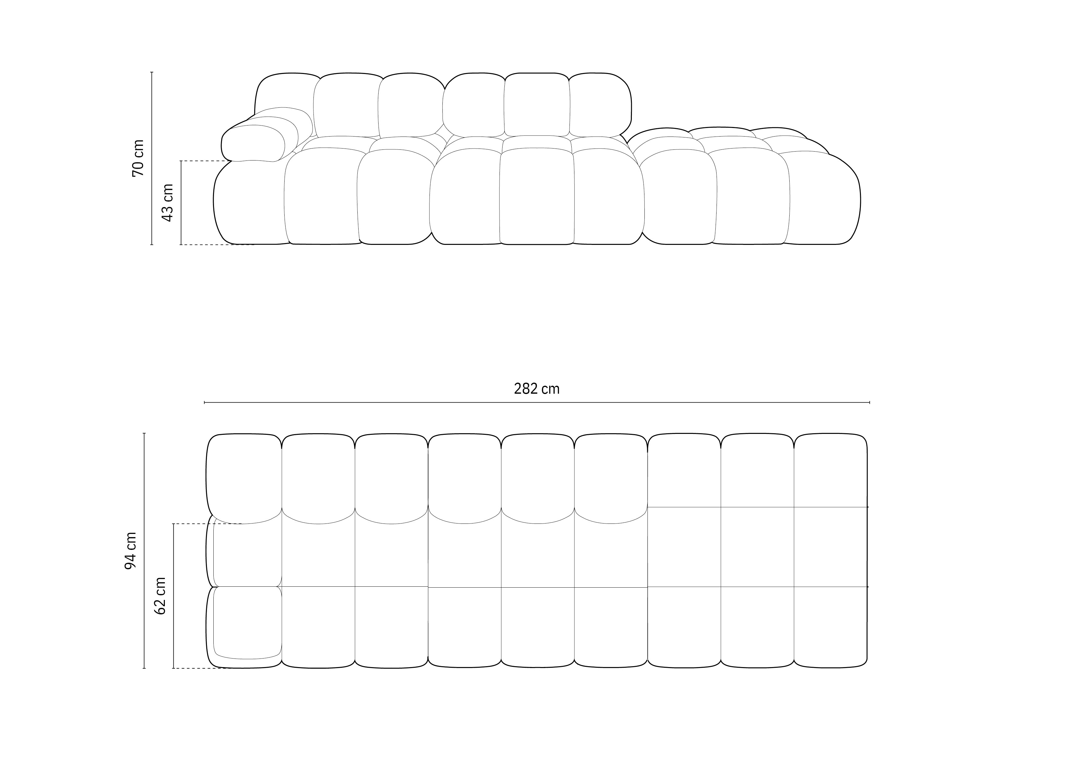 Modularni kavč Bellis 282x94cm, Material: Bukle