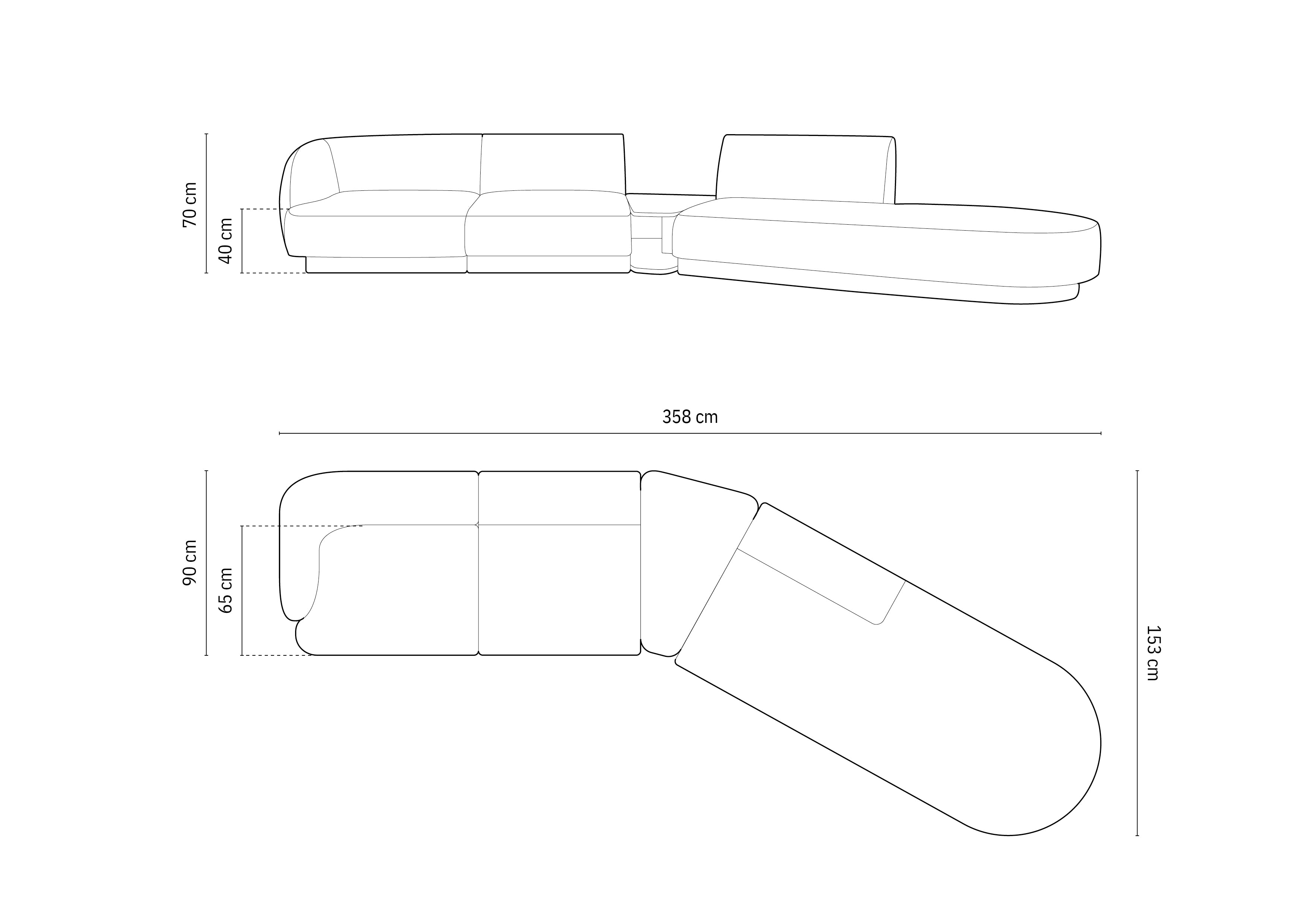 Kavč Miley 360x167cm, Material: Žamet