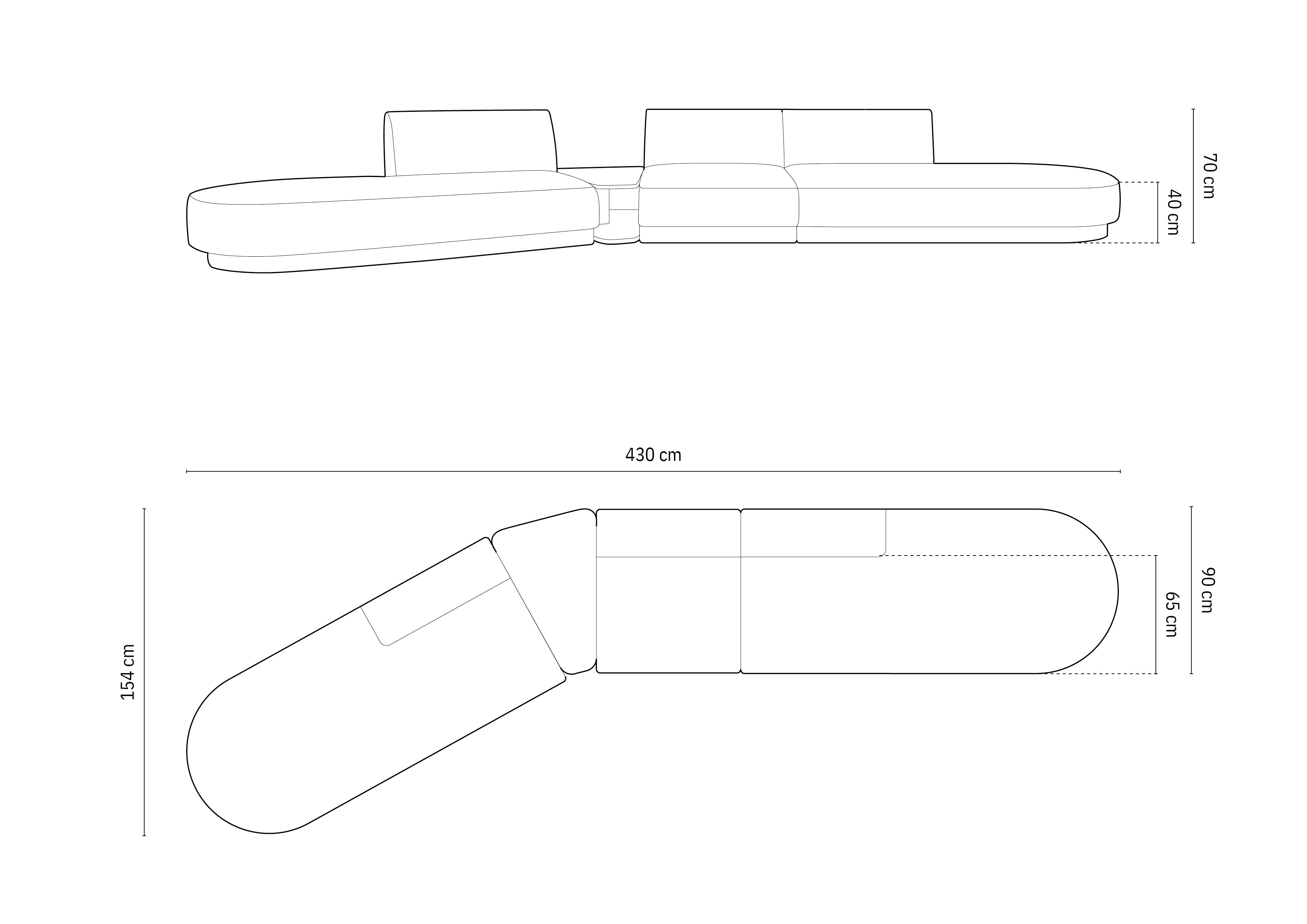 Kavč Miley 425x137cm, Material: Žamet