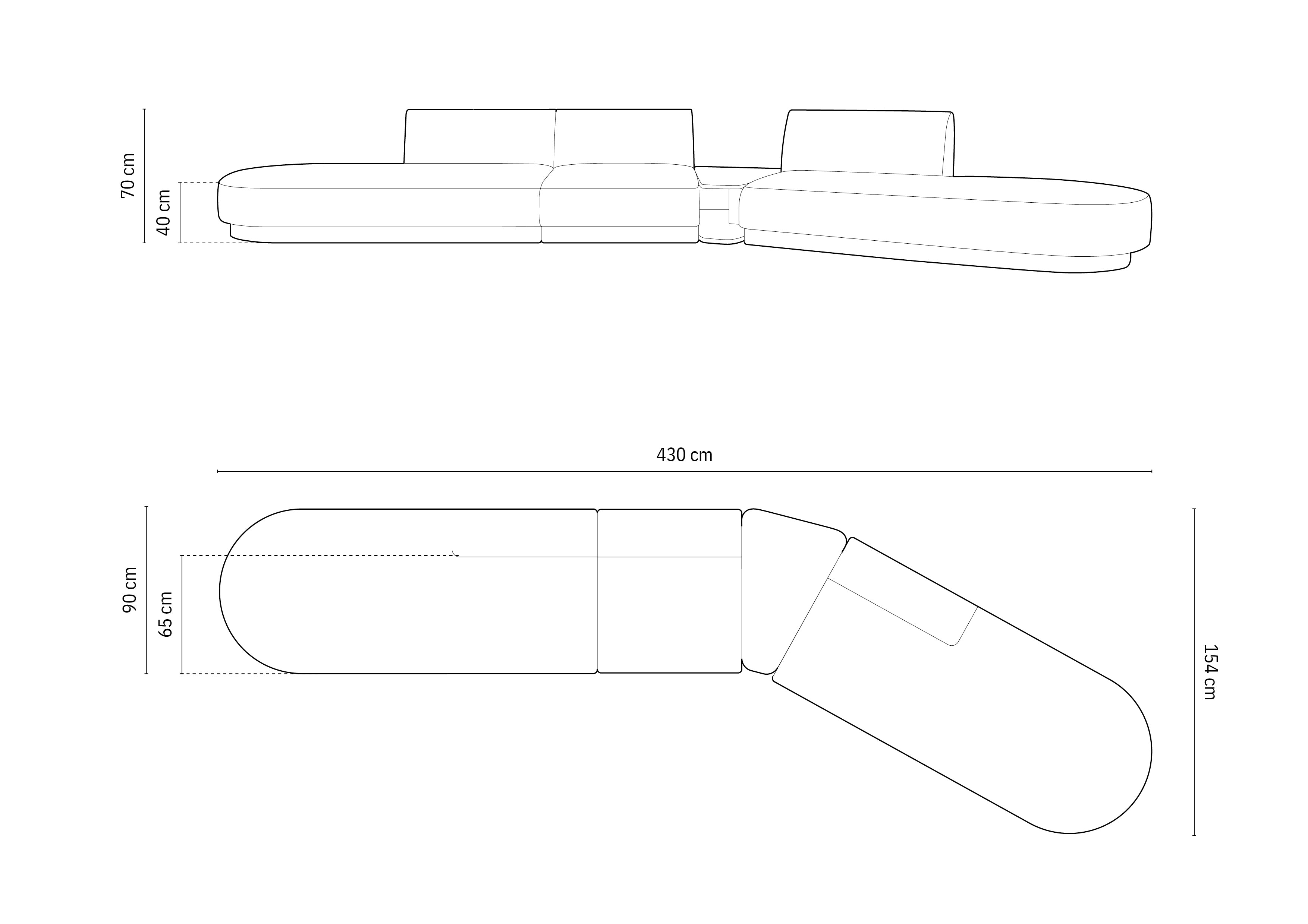 Kavč Miley 425x137cm, Material: Žamet