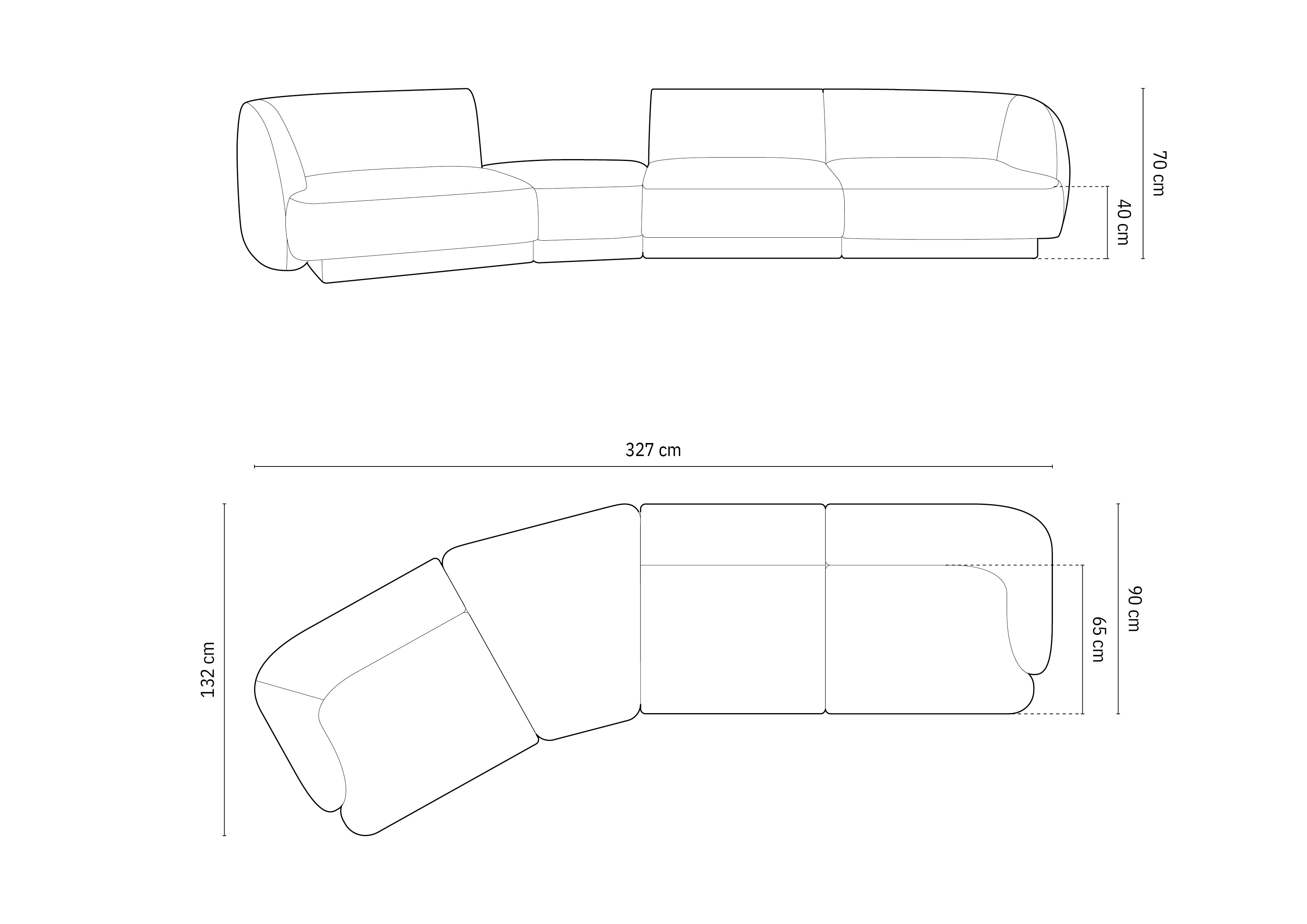 Kavč Miley 320x128cm, Material: Žamet