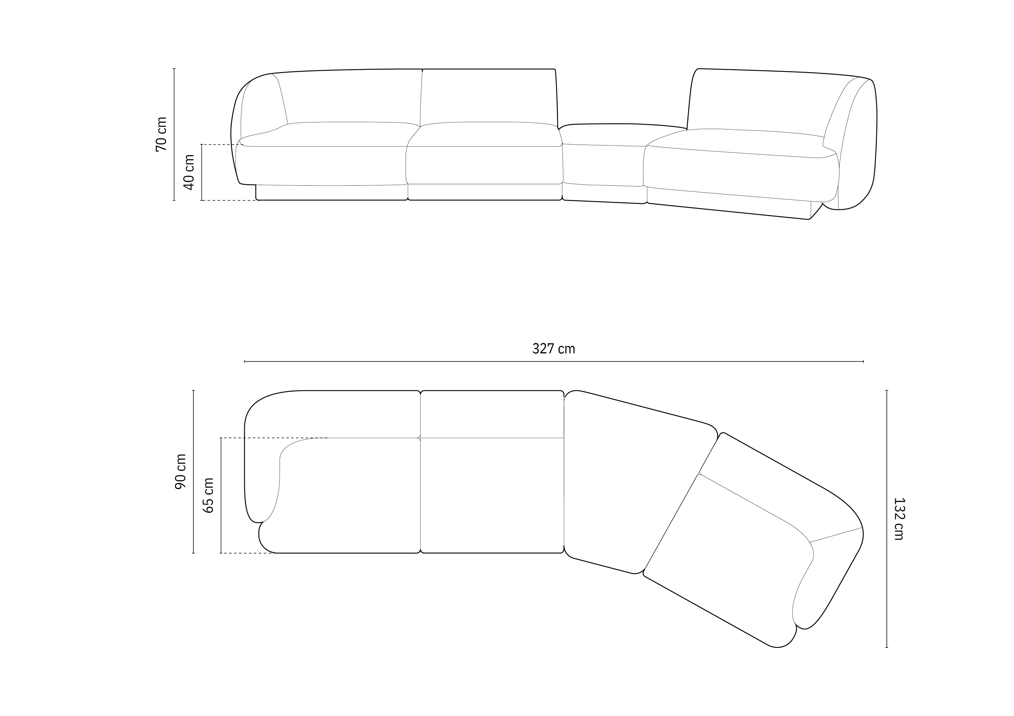 Kavč Miley 320x128cm, Material: Žamet