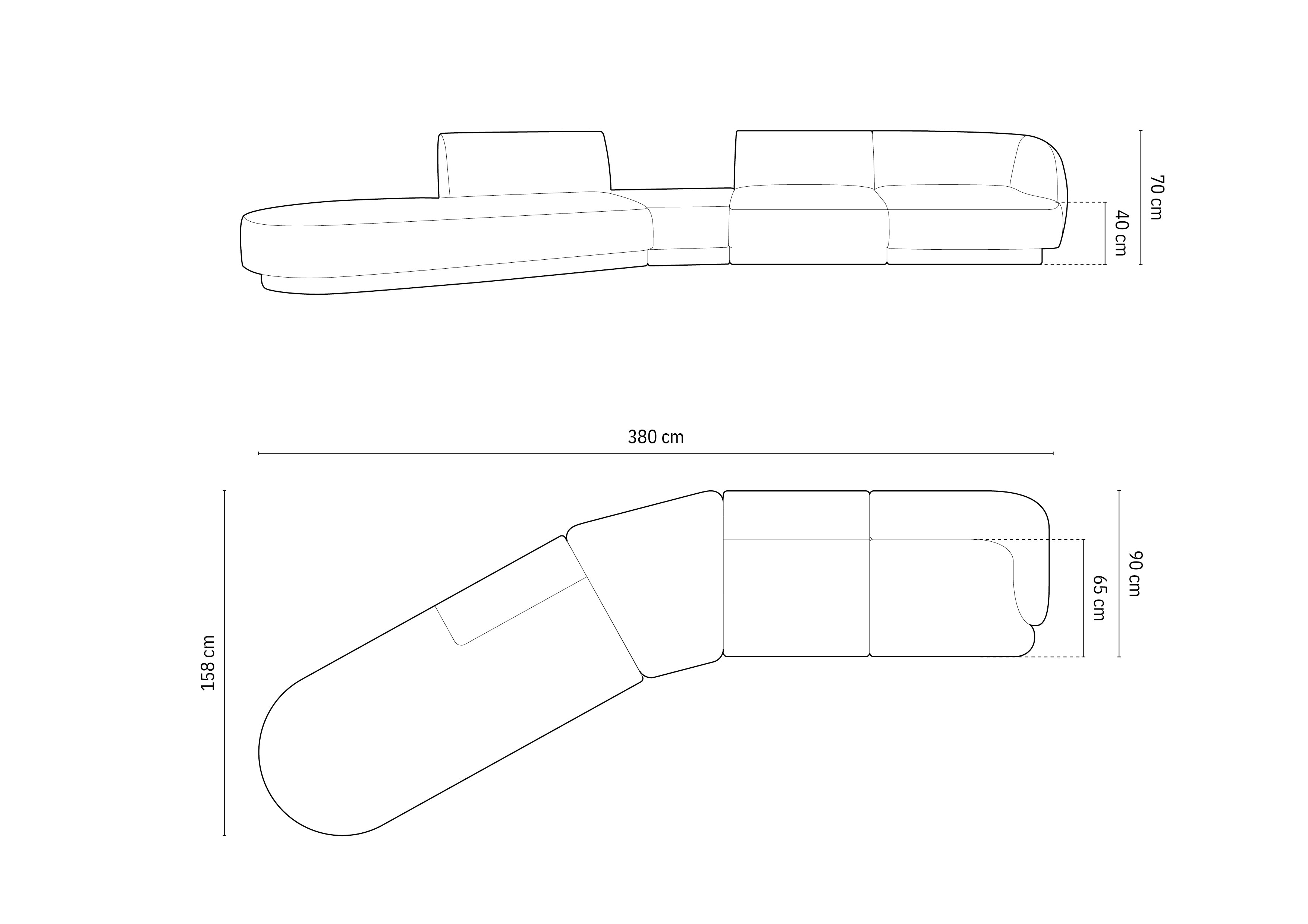 Kavč Miley 372x160cm, Material: Žamet