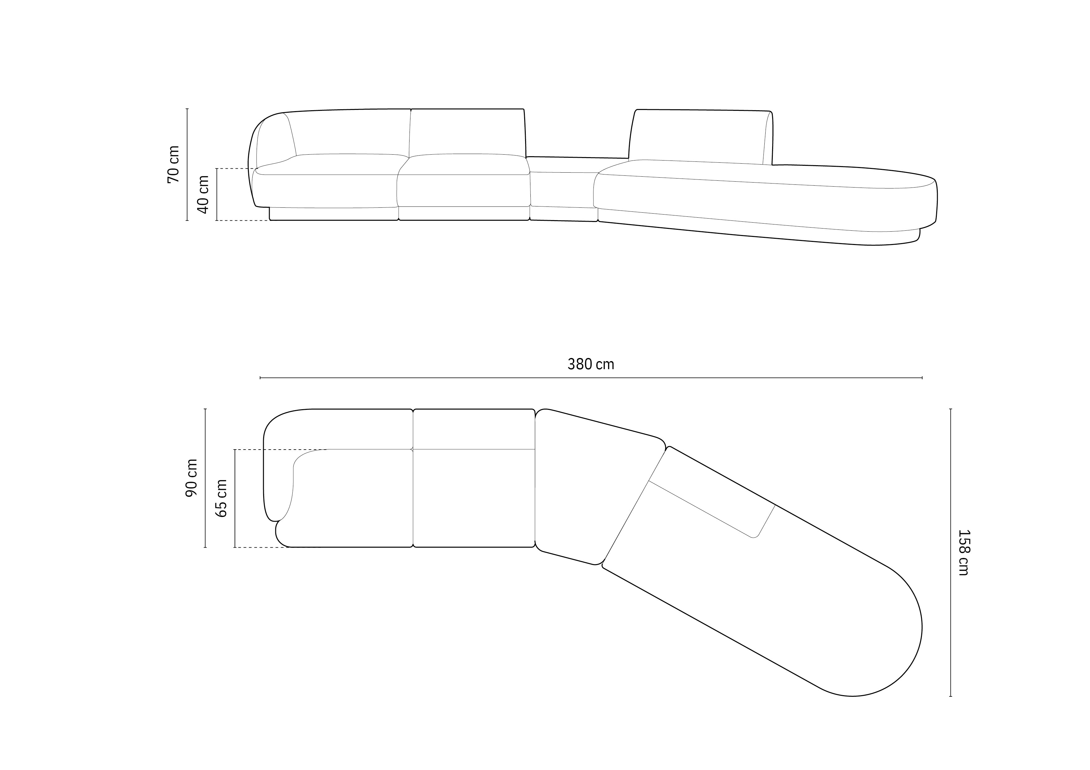 Kavč Miley 372x160cm, Material: Žamet