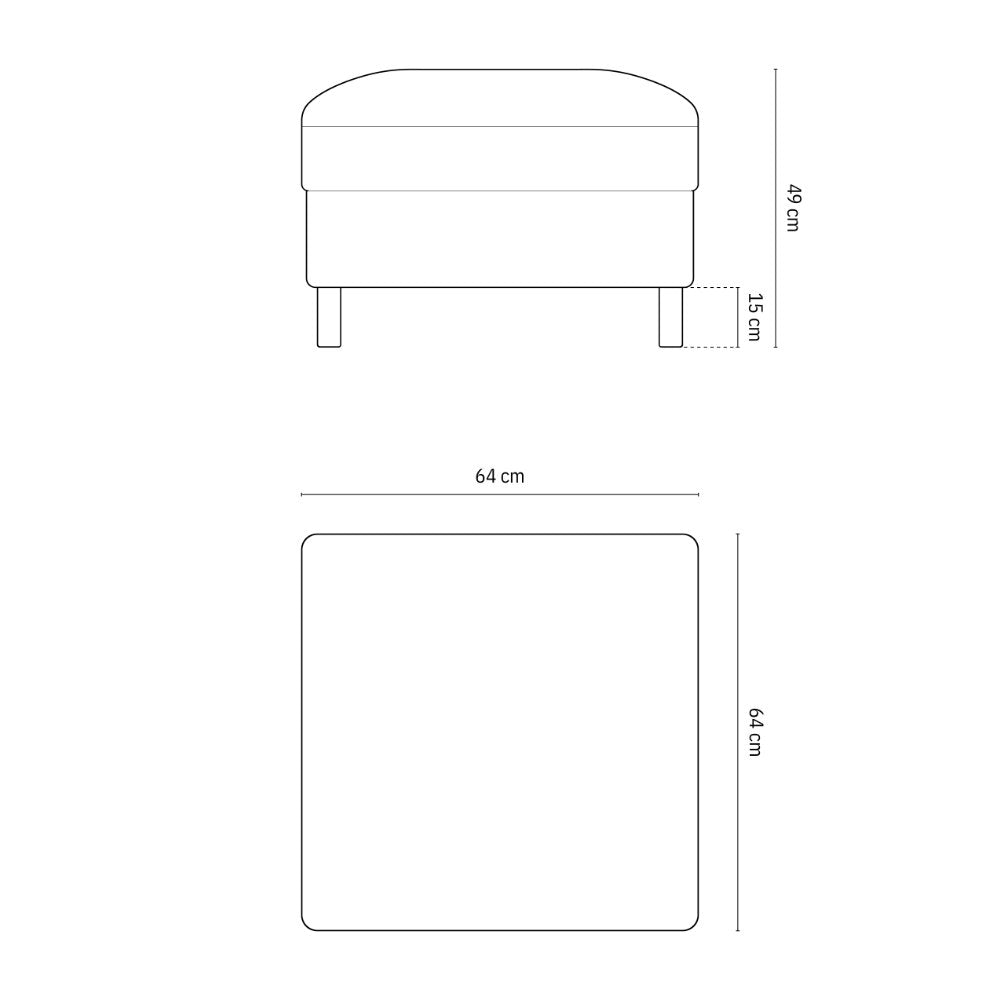 Tabure Eden, 64x64cm, Material: Strukturirana tkanina