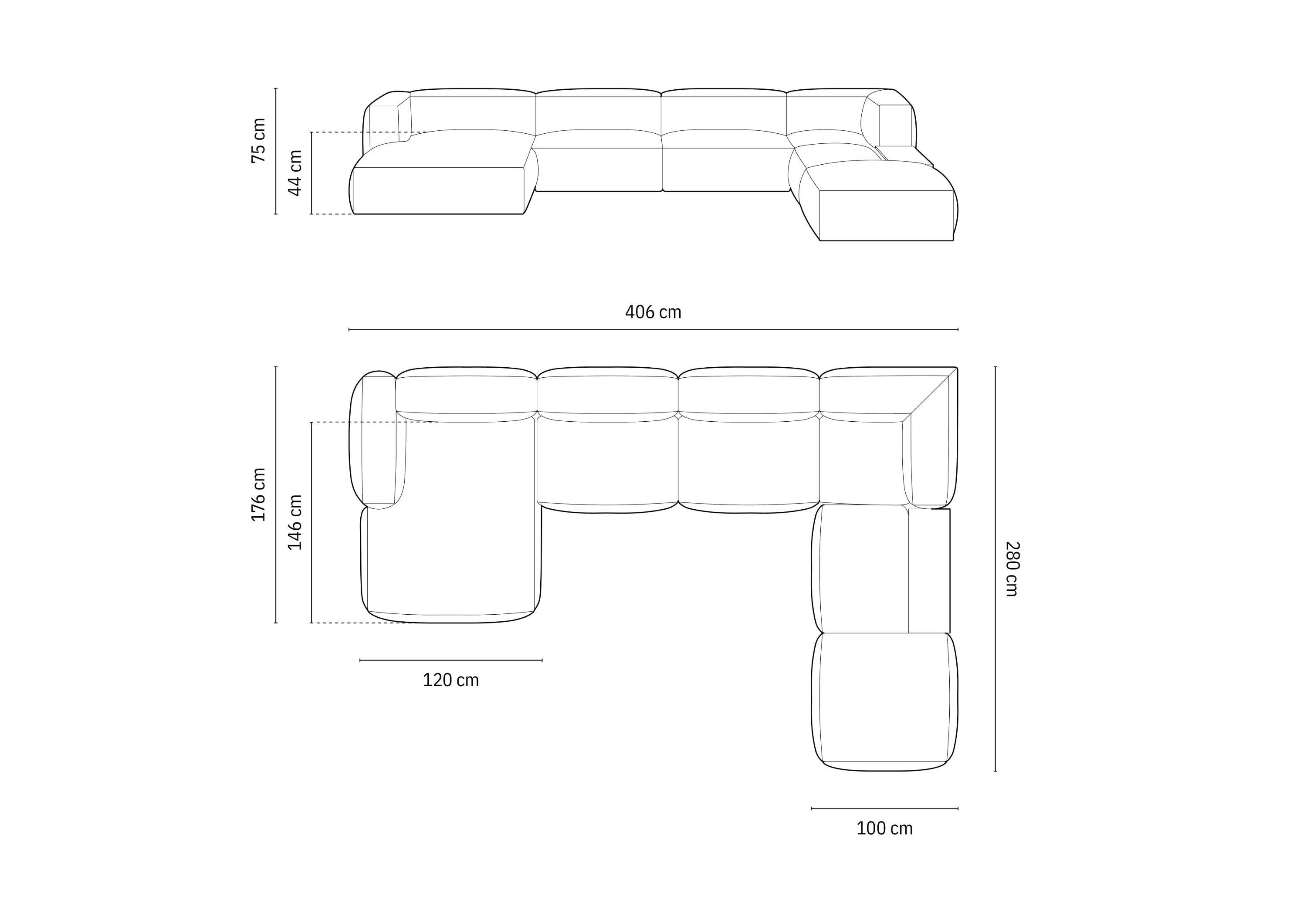 Kavč Martina, 406x280cm, Material: Žamet