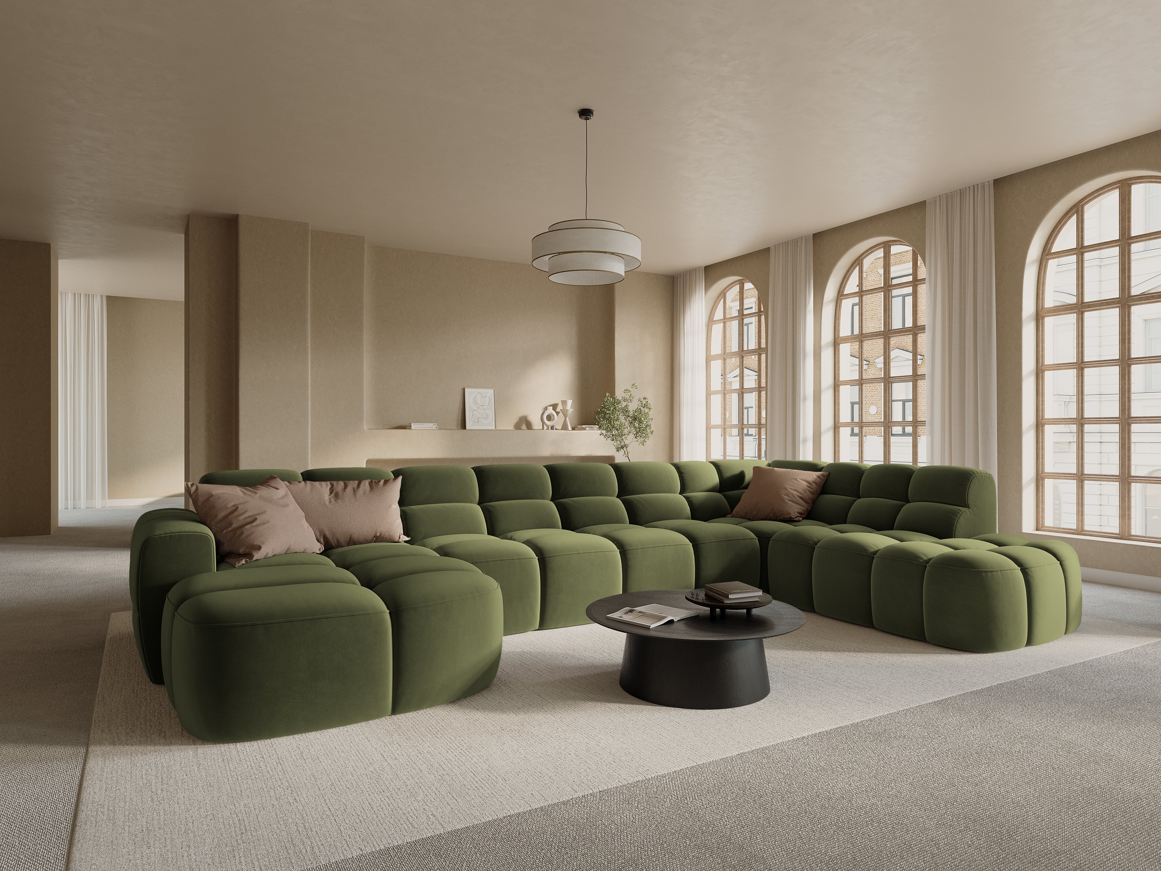 Kotna sedežna garnitura Lisa 387x234cm, Material: Žamet