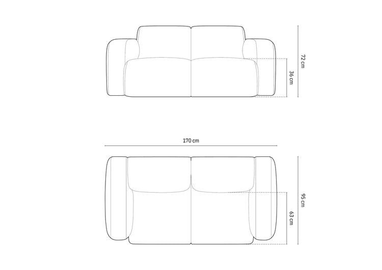 Kavč Molino 170x95 cm, Material: Šenil (Rebel) 