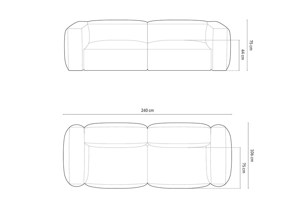 Kavč Martina, 240x106cm, Material: Žamet