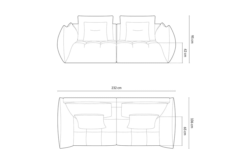 Kavč Bloom, 3 sedeži, 232x106 cm, Material: Strukturirano blago