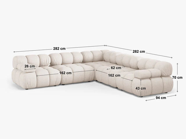 Kotna sedežna garnitura Bellis za 4 osebe, 282x282 cm, Material: Žamet