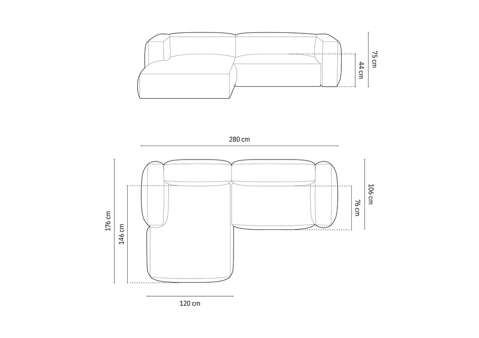 Kotna sedežna garnitura Martina, 280x176cm, Material: Strukturirano blago